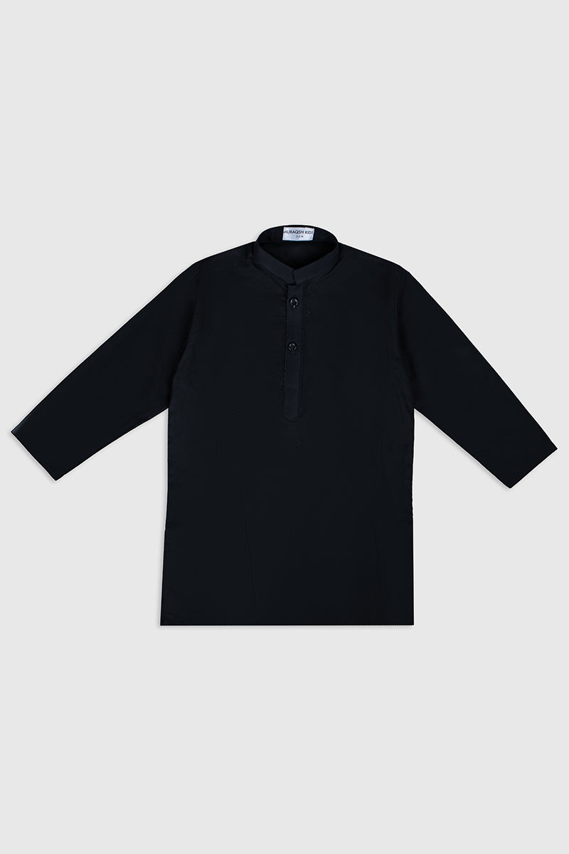 Black Soft Cotton Kurta Trouser - Kids