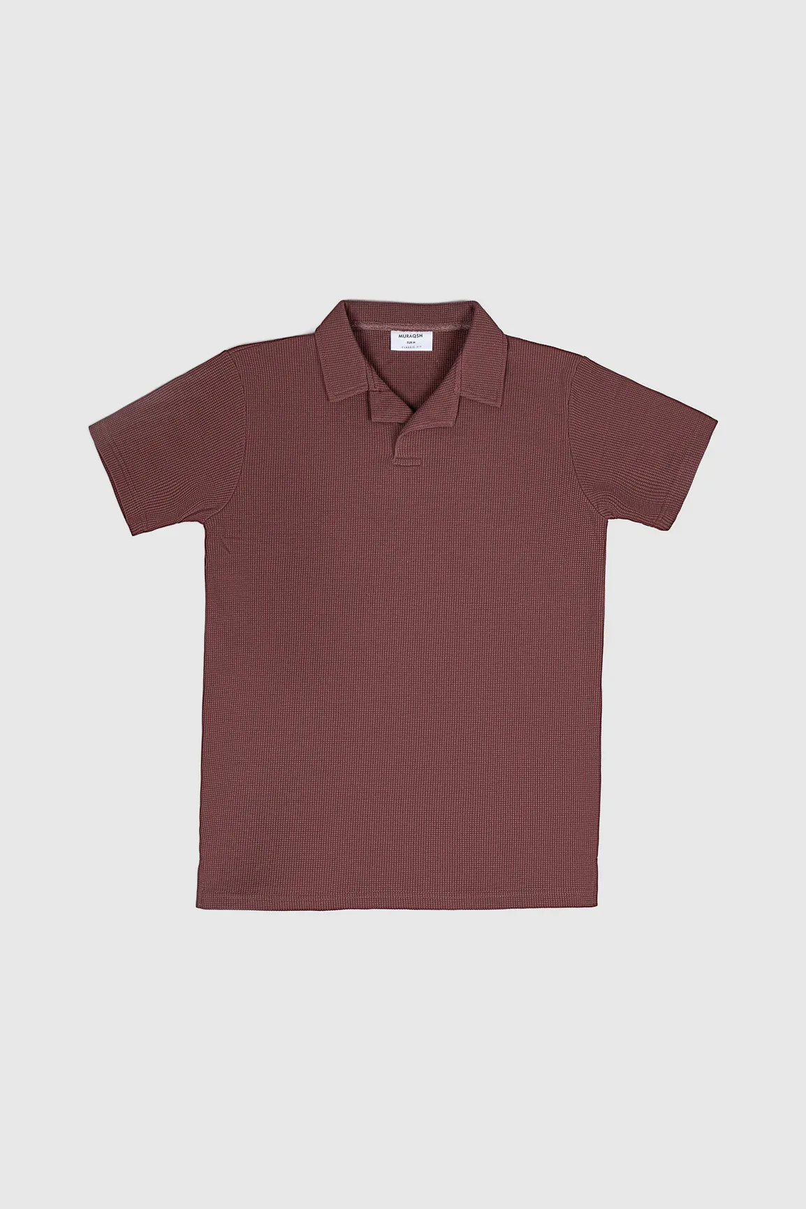 Dark Amber Waffle Revere Polo - Men - Muraqsh -- Men Western