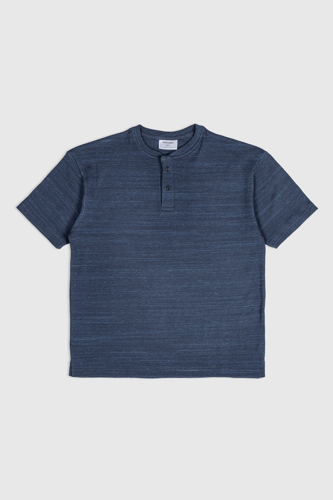 Spotted Navy Waffle Oversized Henley - Men