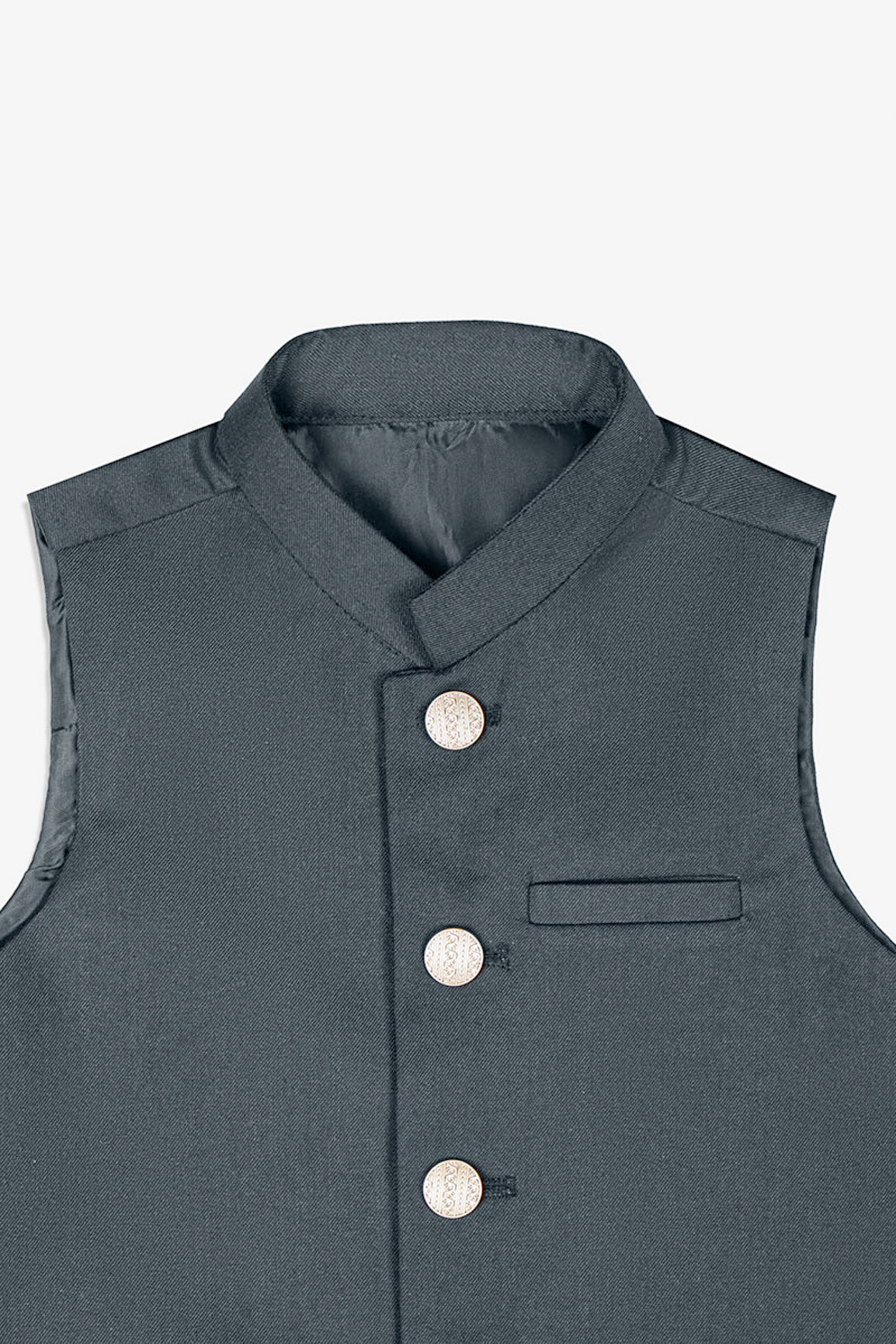 Grey Suiting Waistcoat - Straight Cut Buttoned - Kids