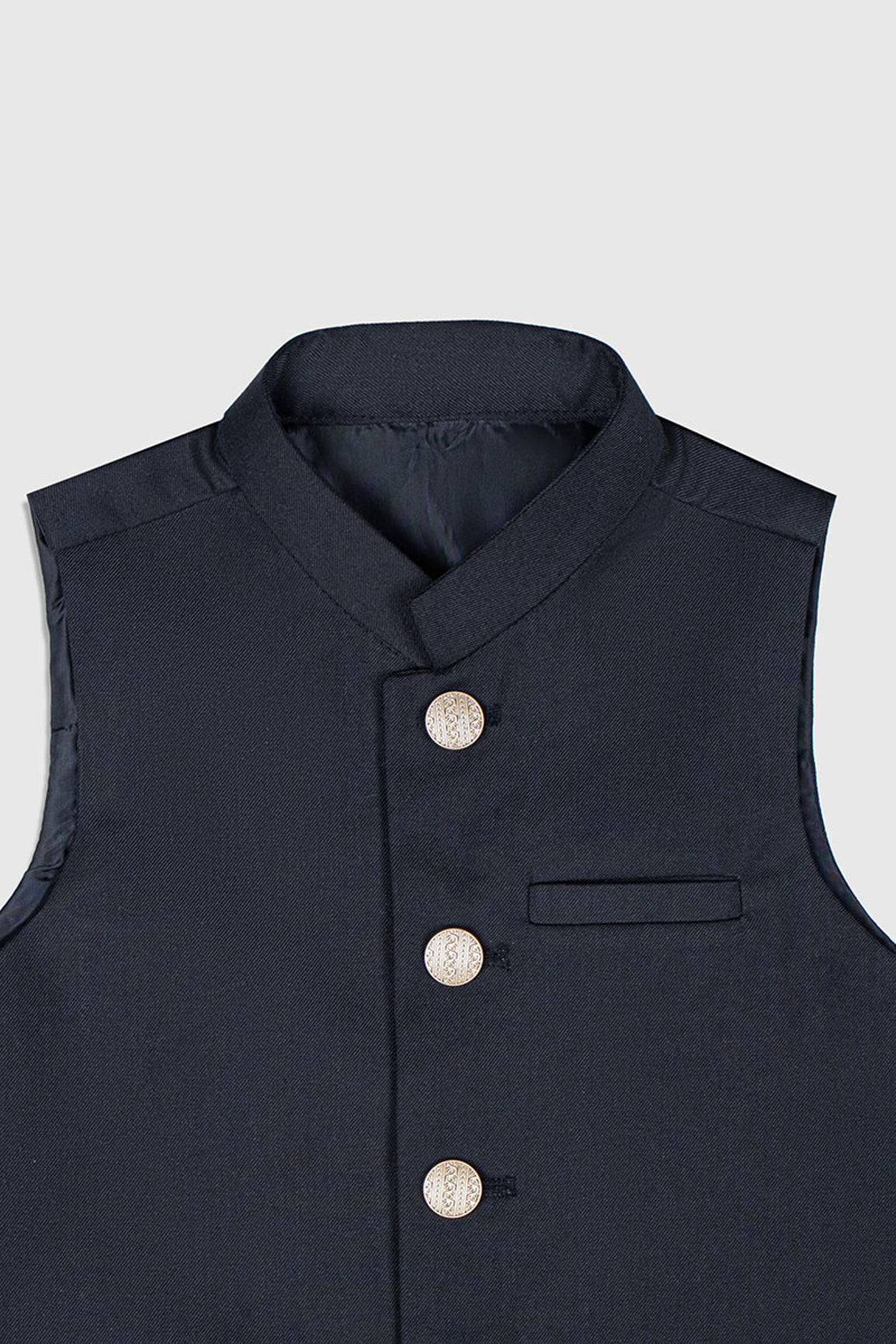 Black Suiting Waistcoat - Straight Cut Buttoned - Kids