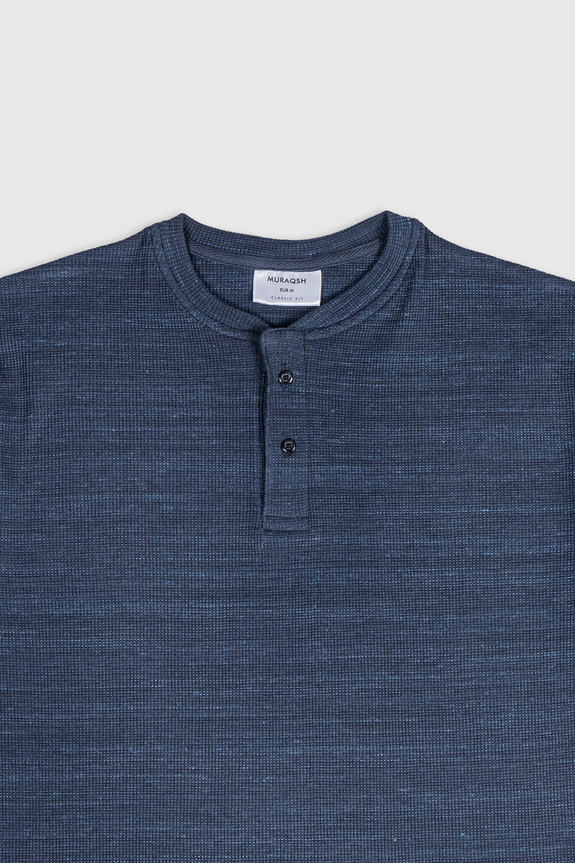 Spotted Navy Waffle Oversized Henley - Men