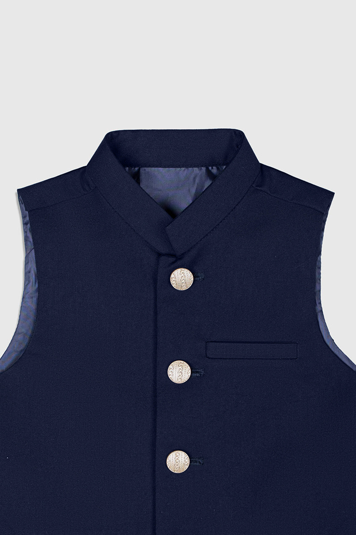 Navy Suiting Waistcoat - Straight Cut Buttoned - Kids