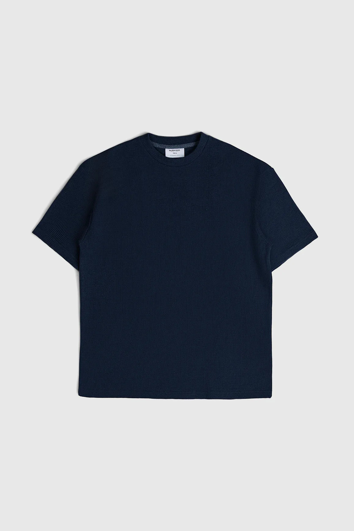 Navy Blue Waffle Oversized T-Shirt - Men - Muraqsh -- Men Western