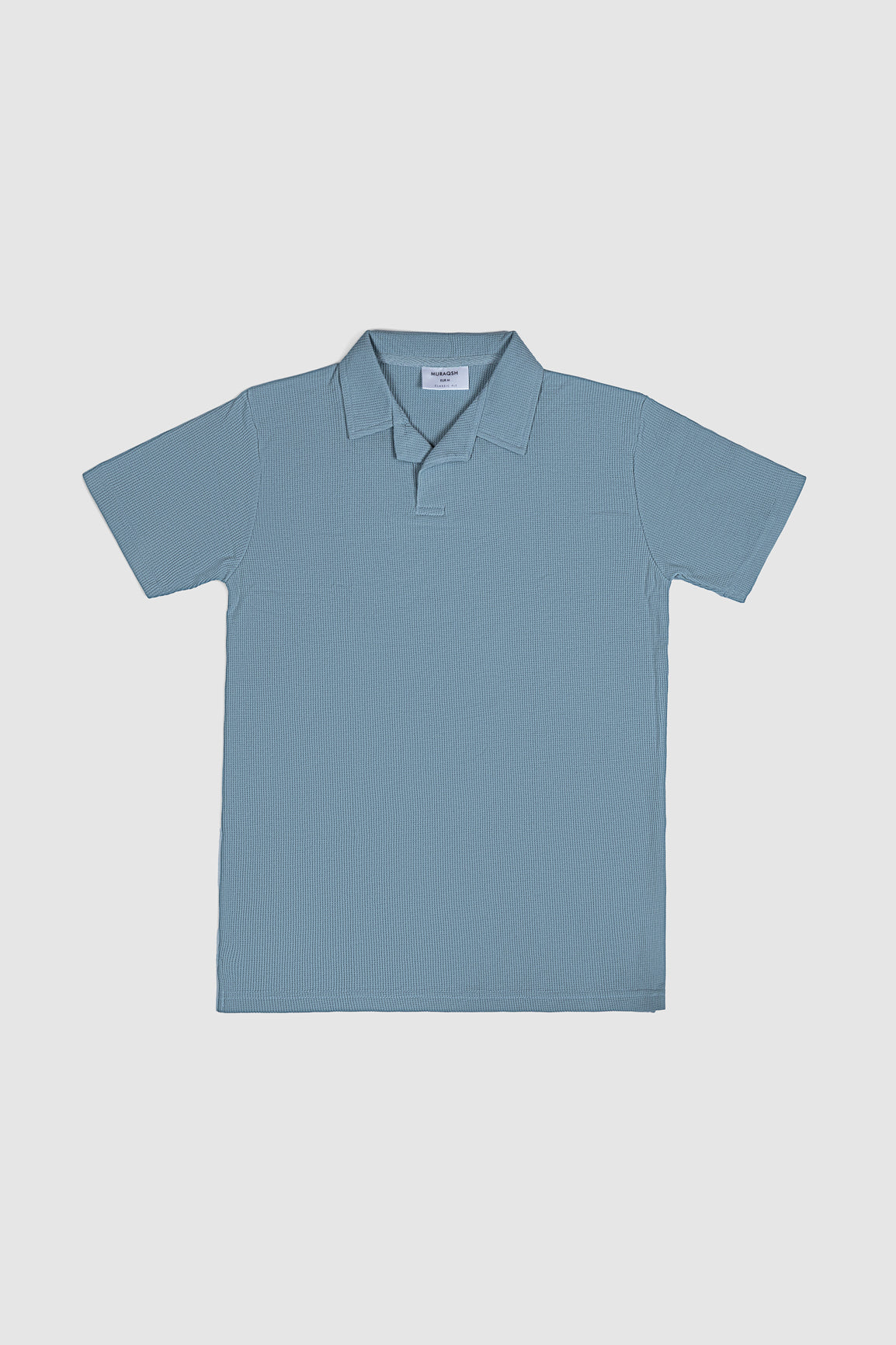 Sapphire Blue Waffle Revere Polo - Men