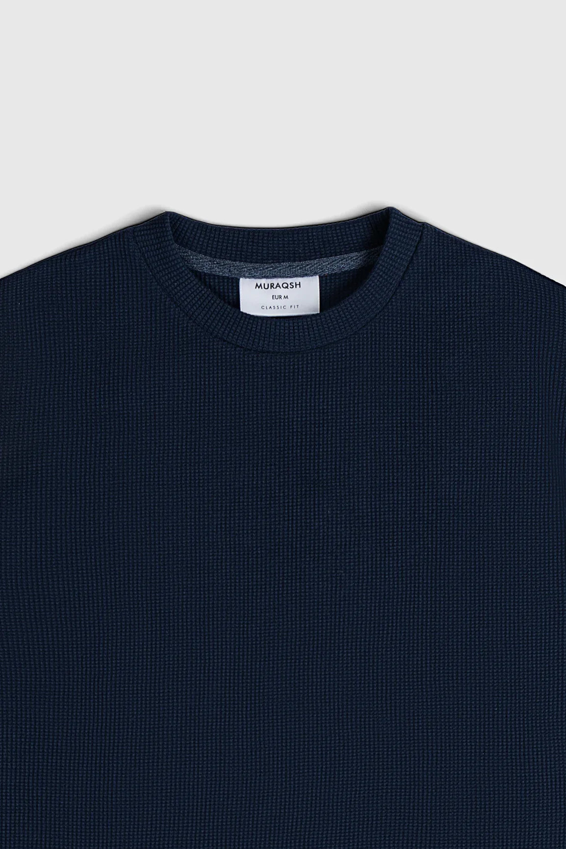 Navy Blue Waffle Oversized T-Shirt - Men - Muraqsh -- Men Western