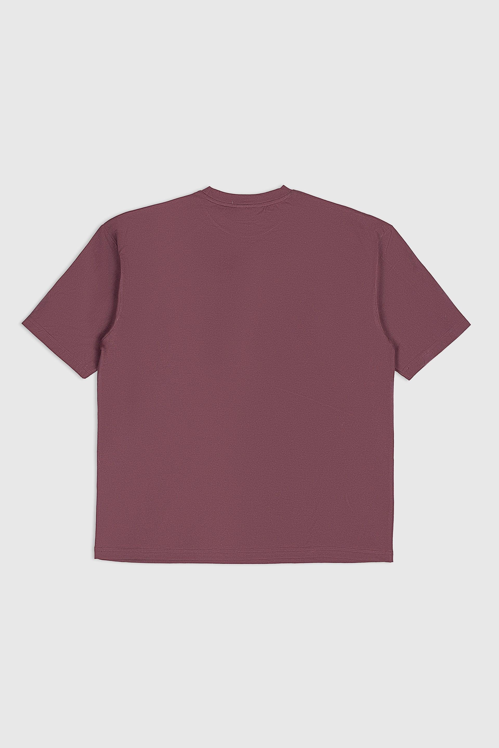 Maroon Basic Oversized Tee - Men - Muraqsh -- Men Western