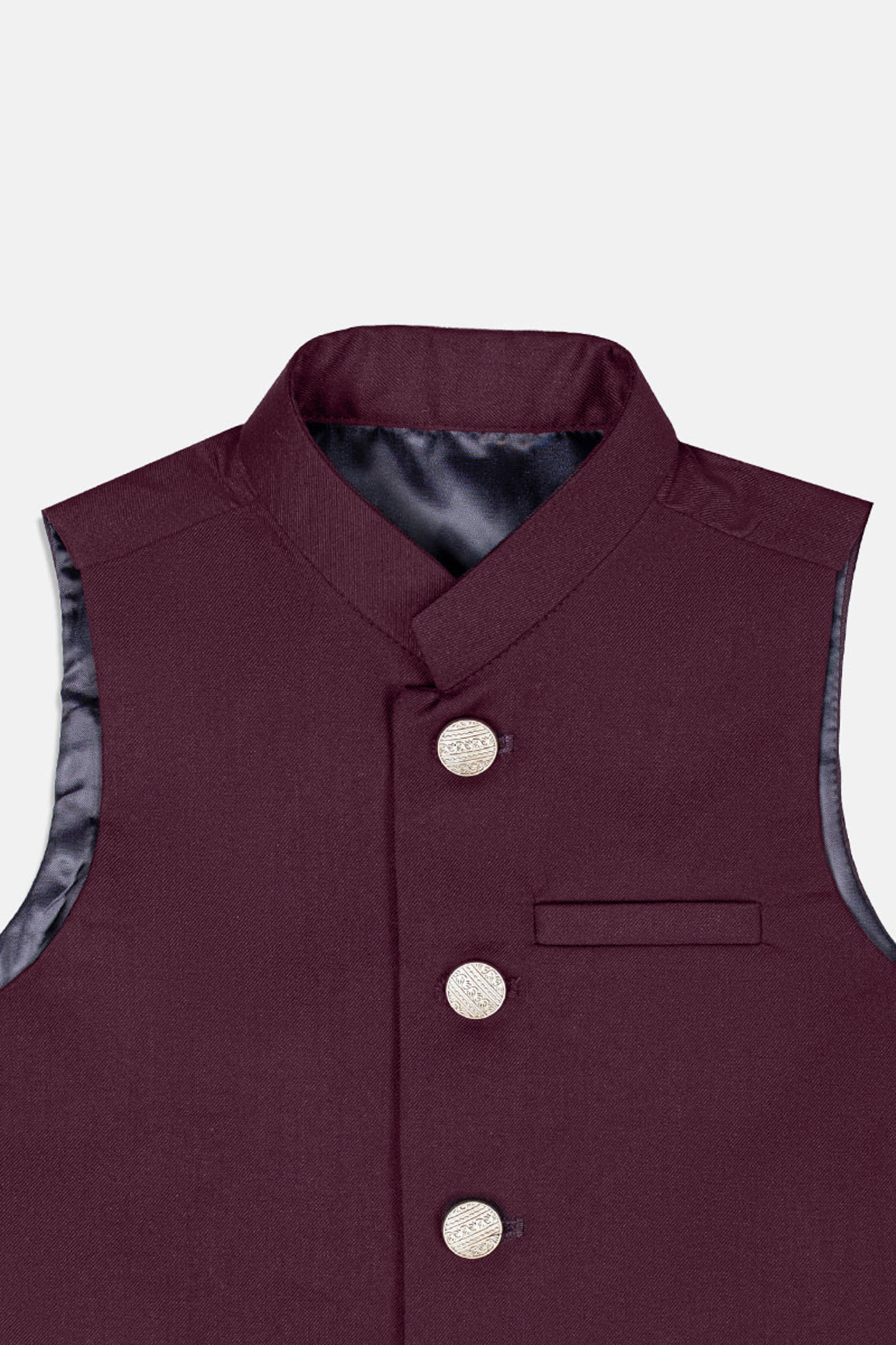 Burgundy Suiting Waistcoat - Straight Cut Buttoned - Kids