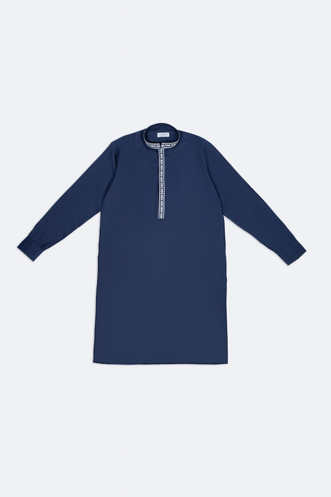 Formal Navy Blue Kurta Shalwar - Collar Neck Embroidered - Men