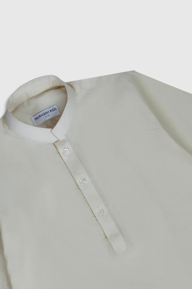 Bosky White Soft Cotton Kurta Trouser - Kids - Muraqsh -- Kidswear