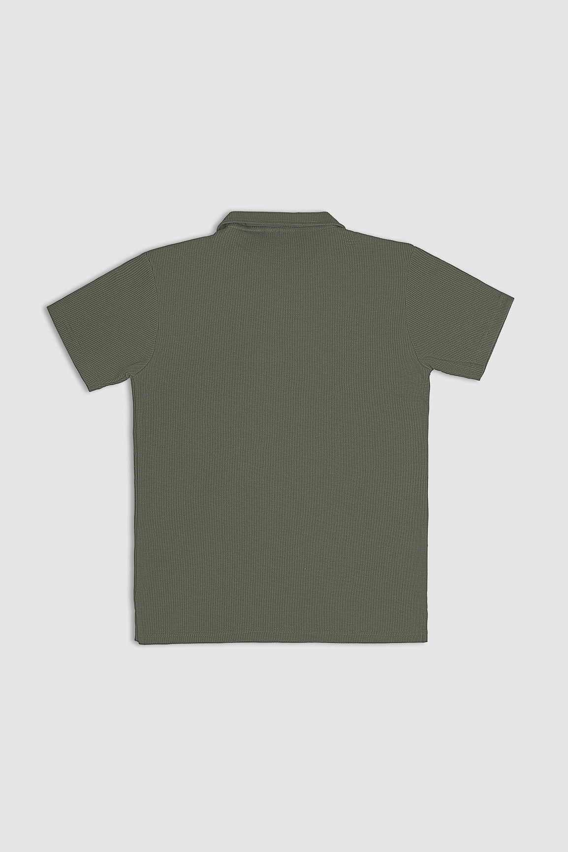 Olive Green Waffle Revere Polo - Men