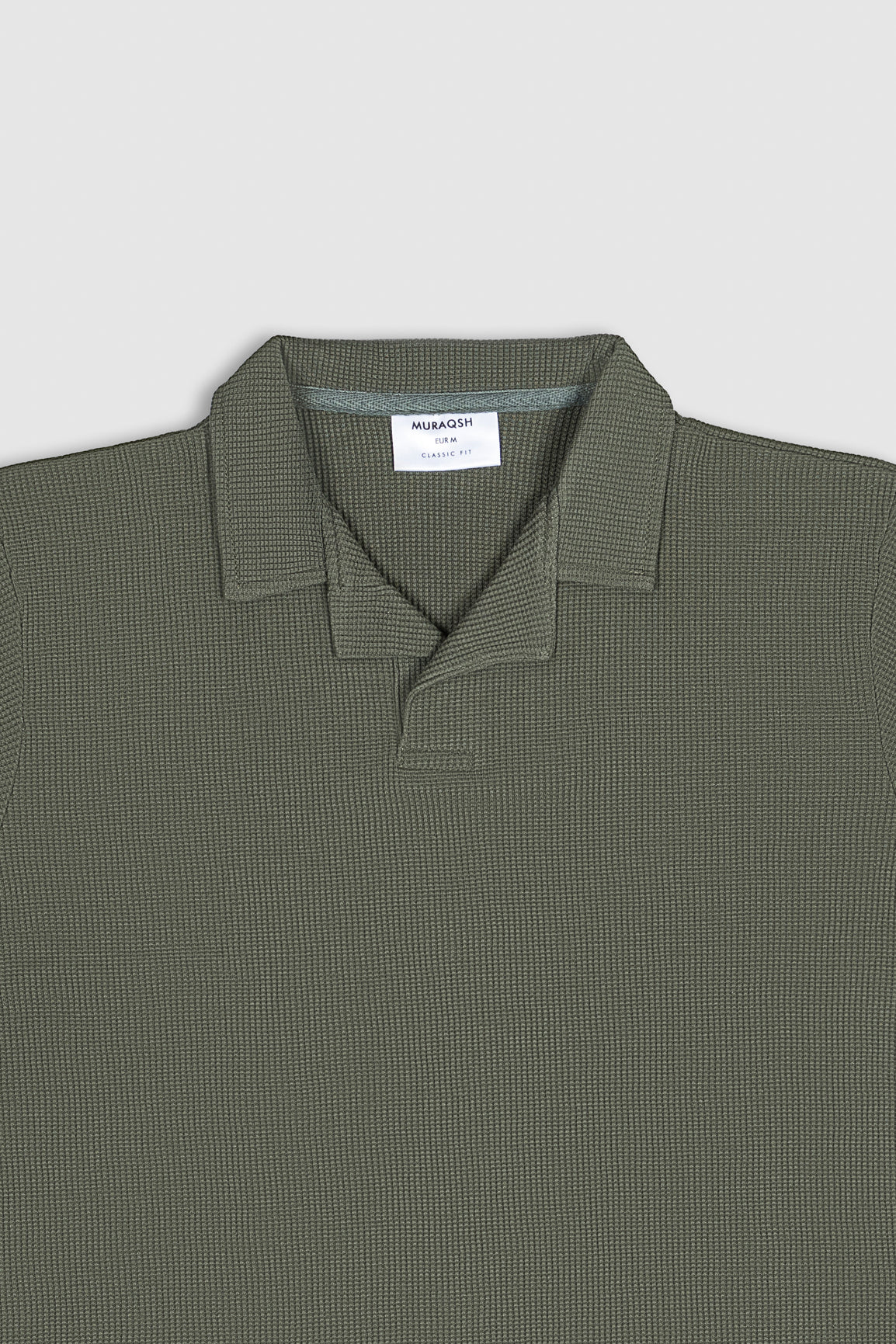 Olive Green Waffle Revere Polo - Men