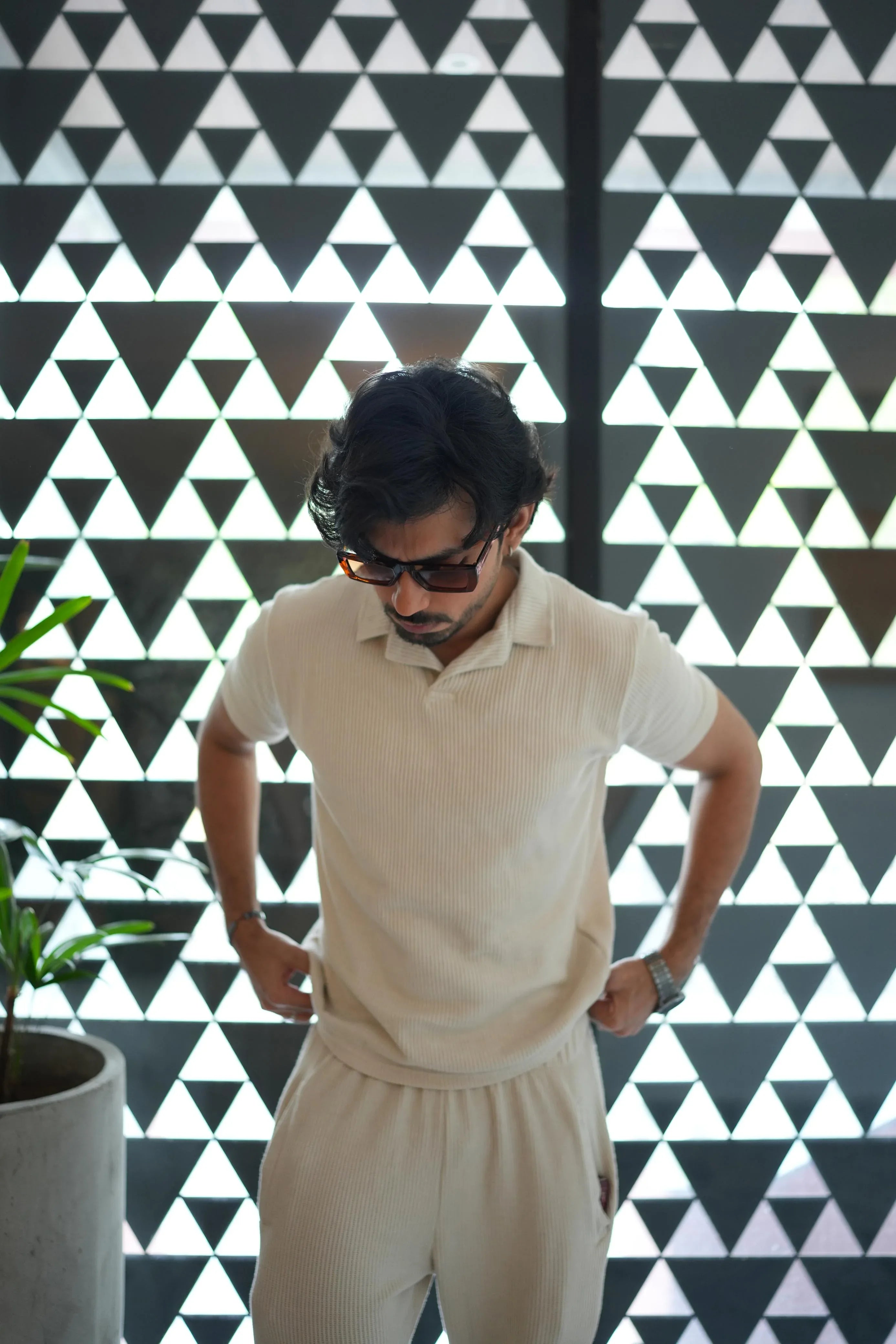 Off White Drop Needle Coord Set - 2PC - Men - Muraqsh -- Men Western