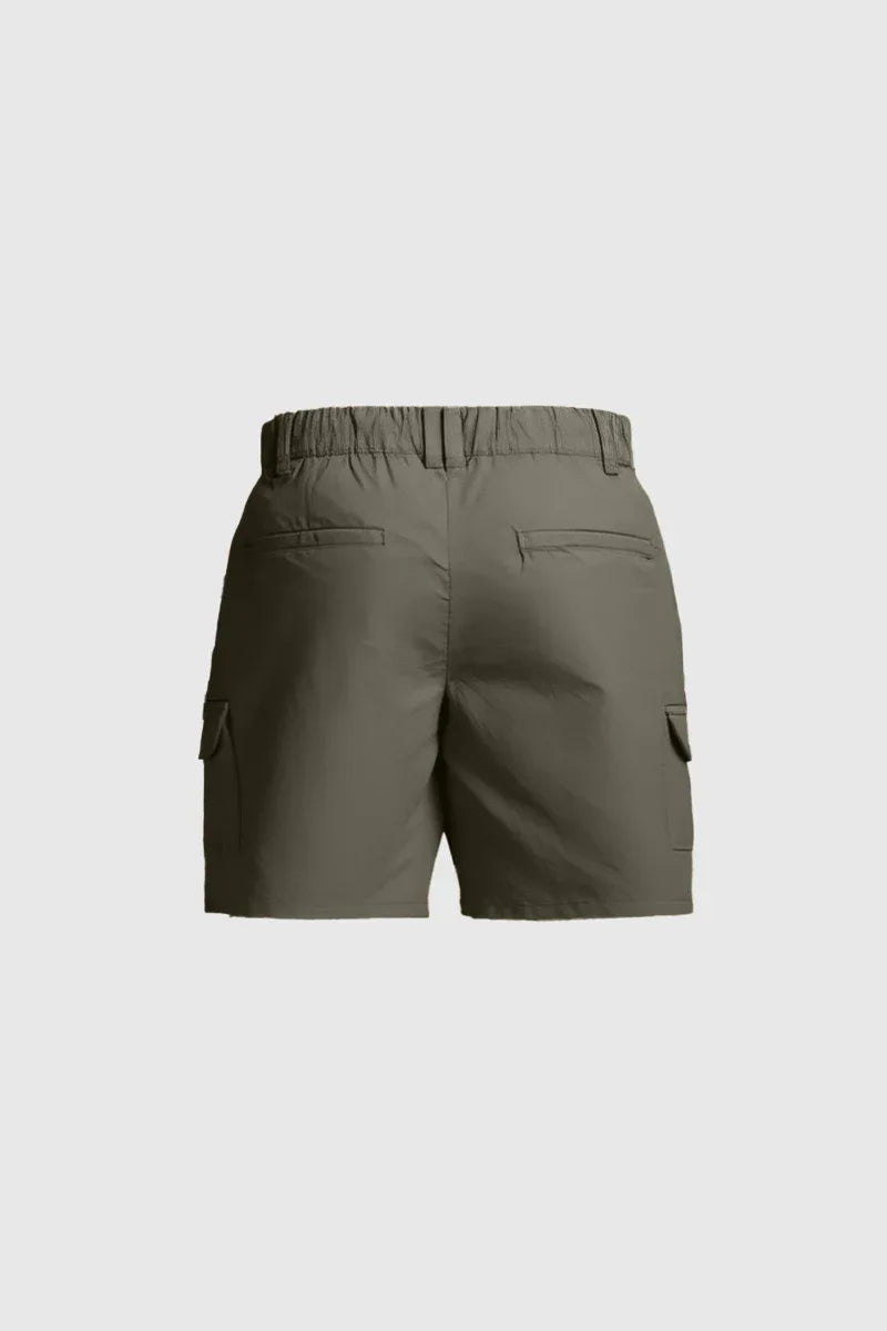 Army Green Twill Cargo Shorts - Men - Muraqsh -- Men Western