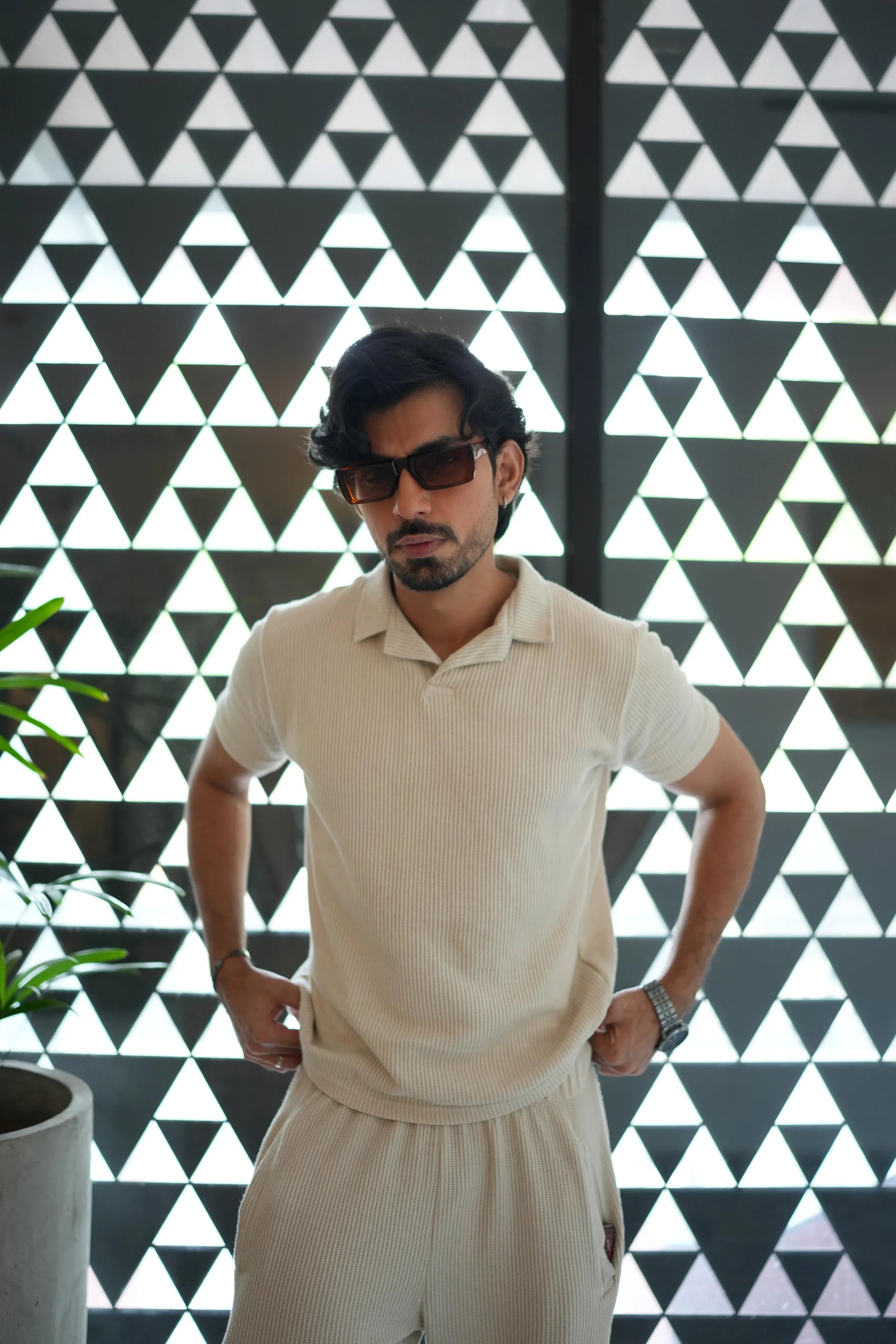 Off White Drop Needle Coord Set - 2PC - Men - Muraqsh -- Men Western