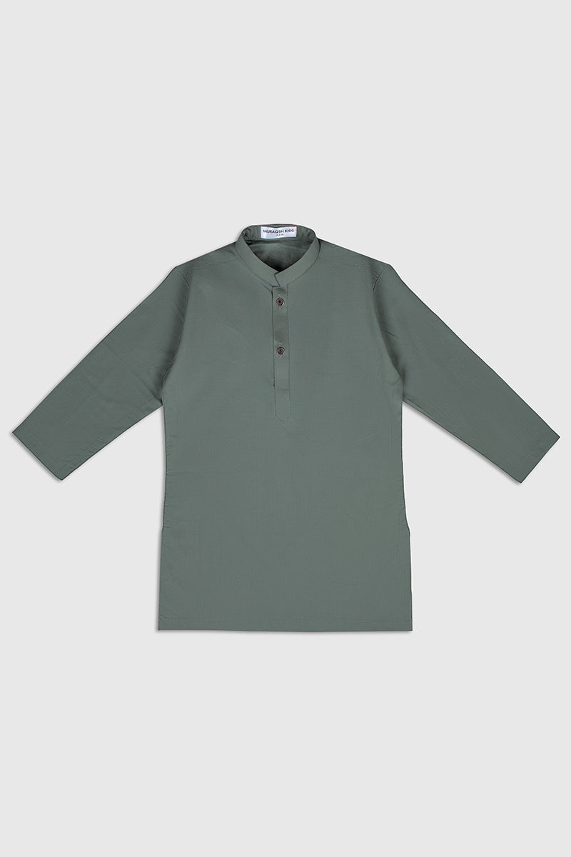 Army Green Soft Cotton Kurta Trouser - Kids