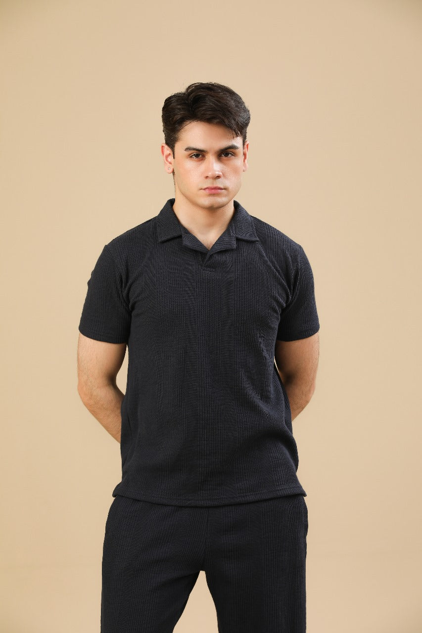 Navy Blue Drop Needle Coord Set - 2PC - Men