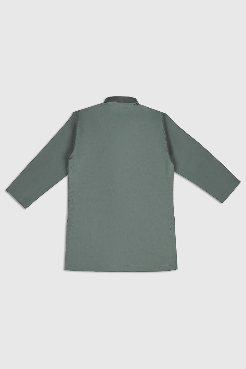 Army Green Soft Cotton Kurta Trouser - Kids