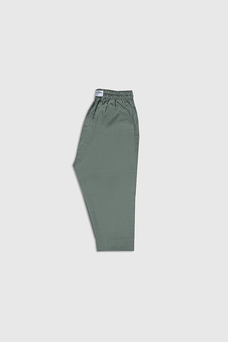 Army Green Soft Cotton Kurta Trouser - Kids