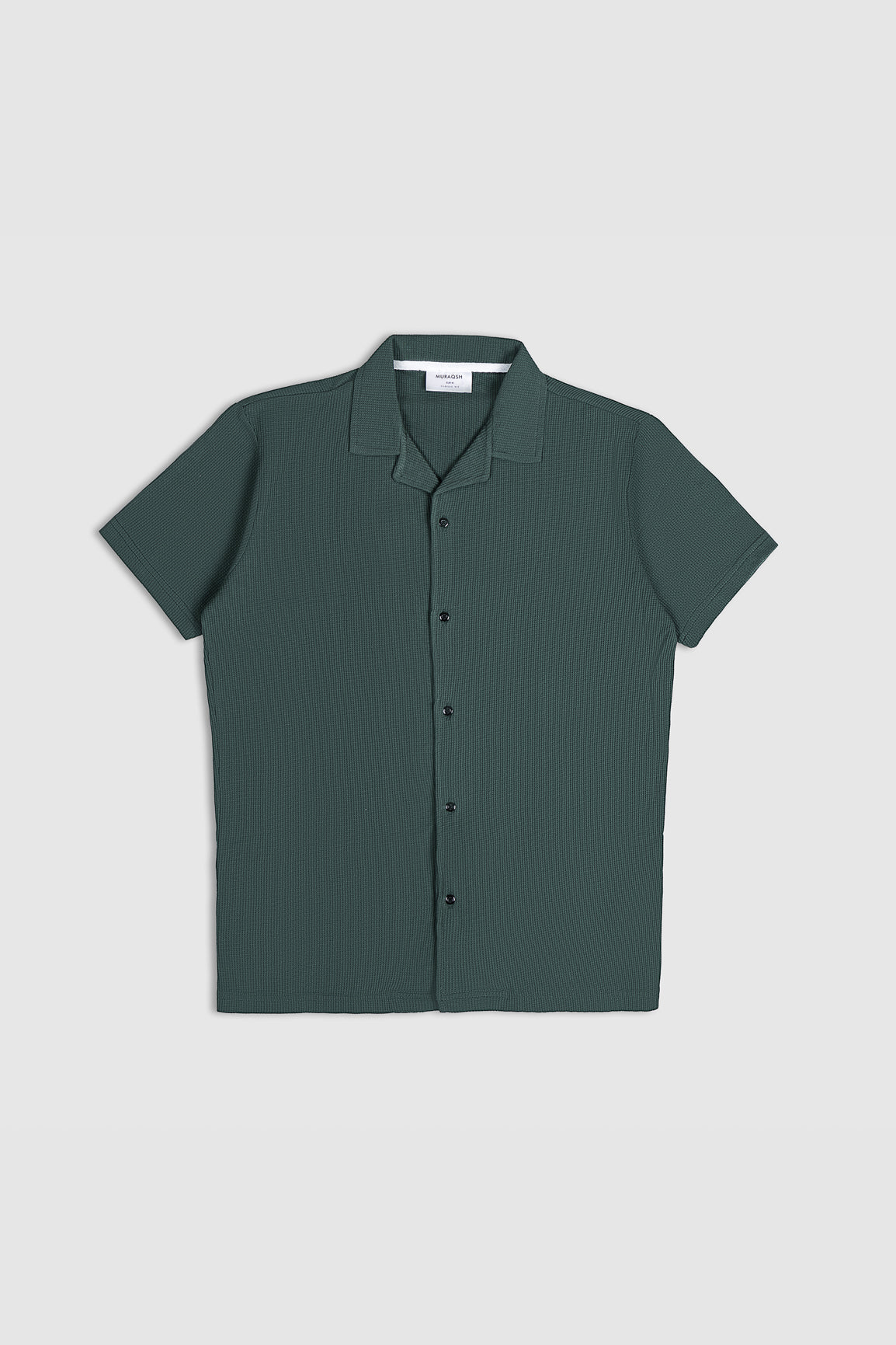 Dark Green Waffle Textured Revere Button Down