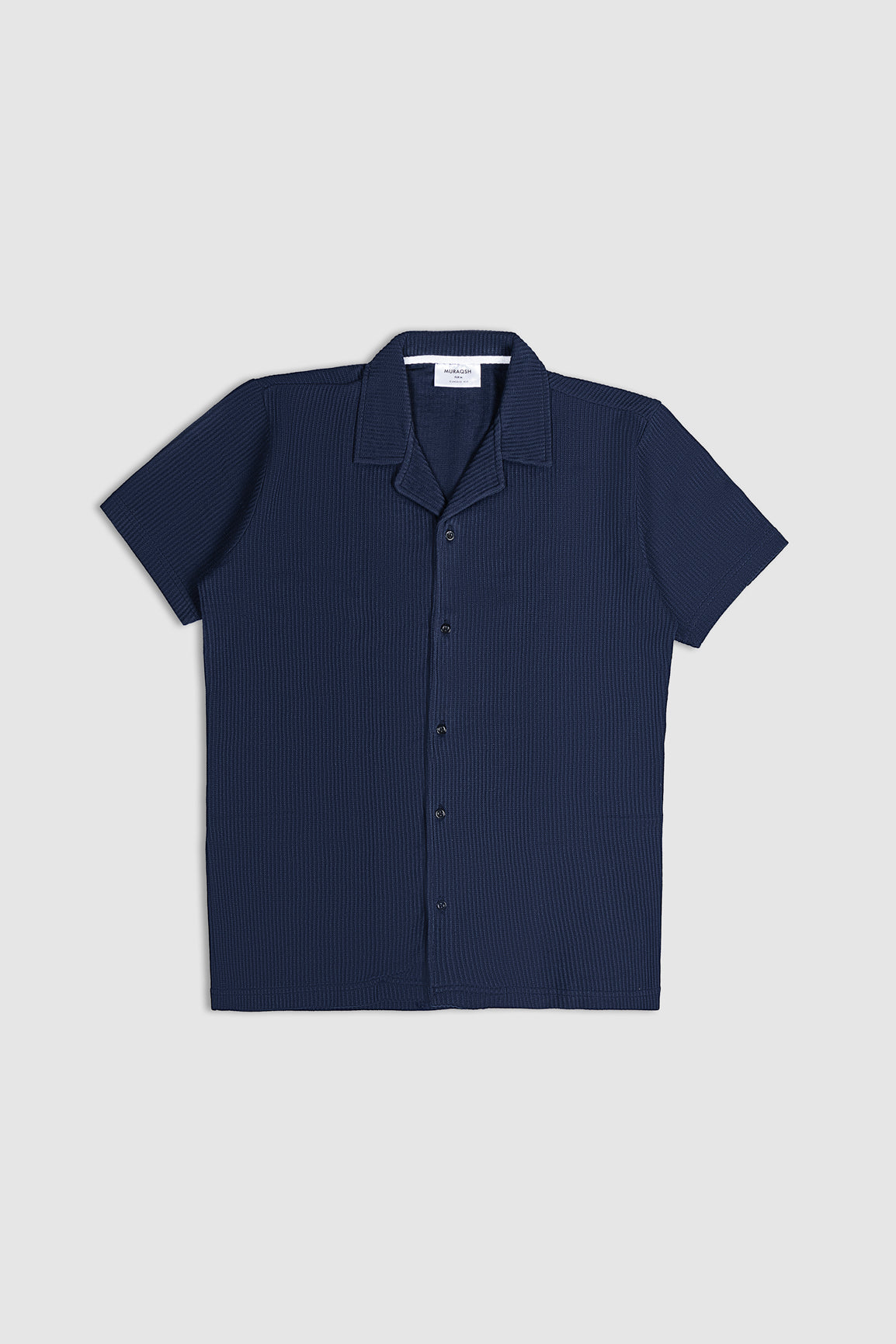 Navy Blue Drop Needle Revere Button Down