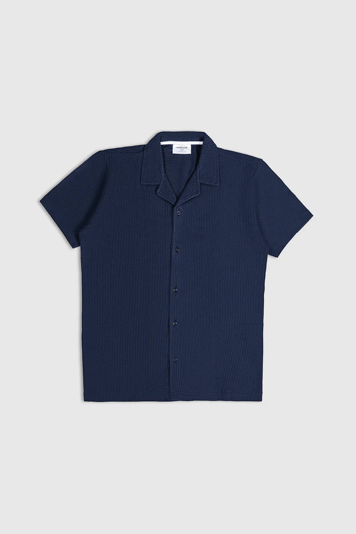 Navy Blue Drop Needle Revere Button Down - Muraqsh -- Men Western