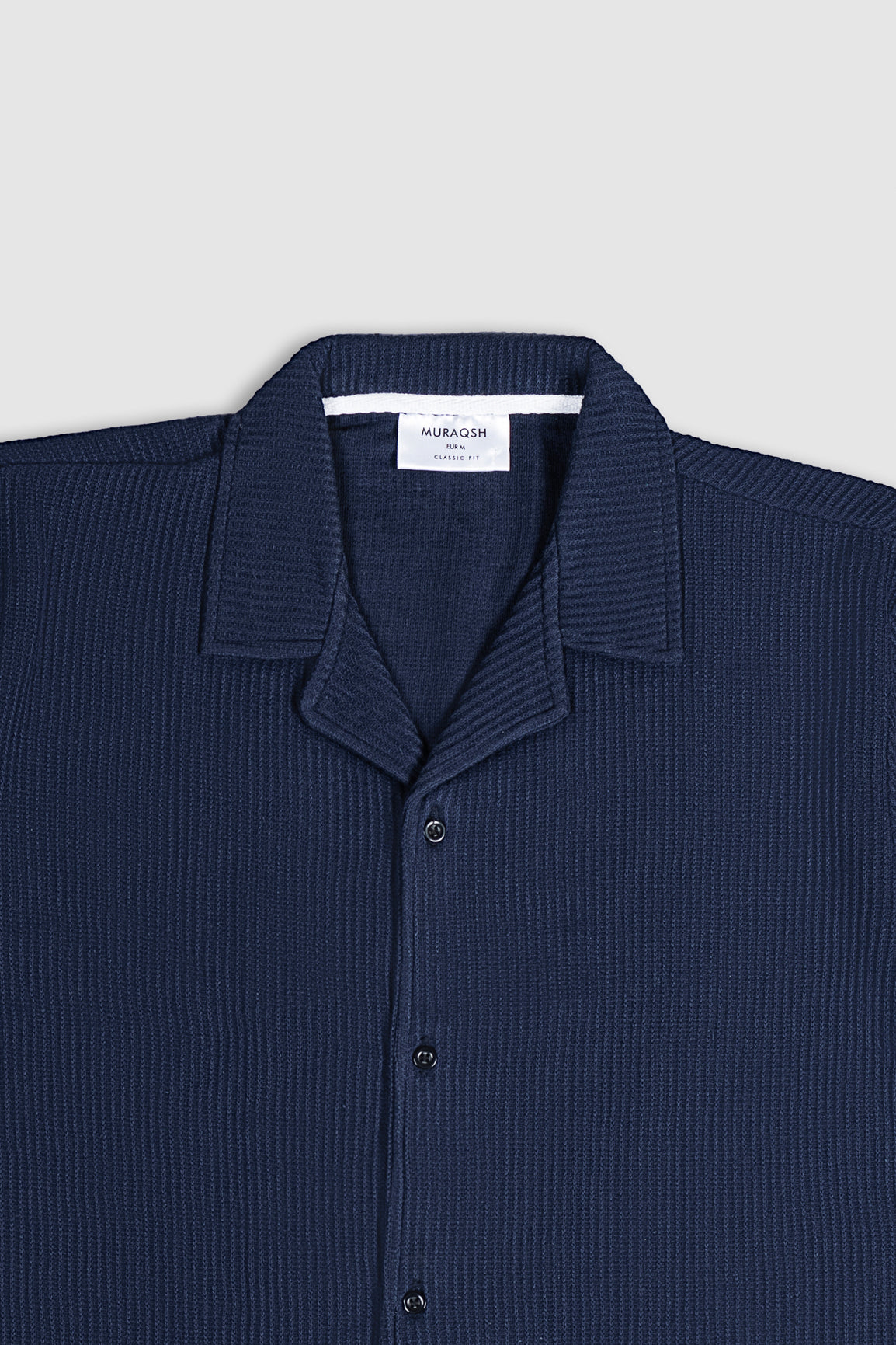 Navy Blue Drop Needle Revere Button Down