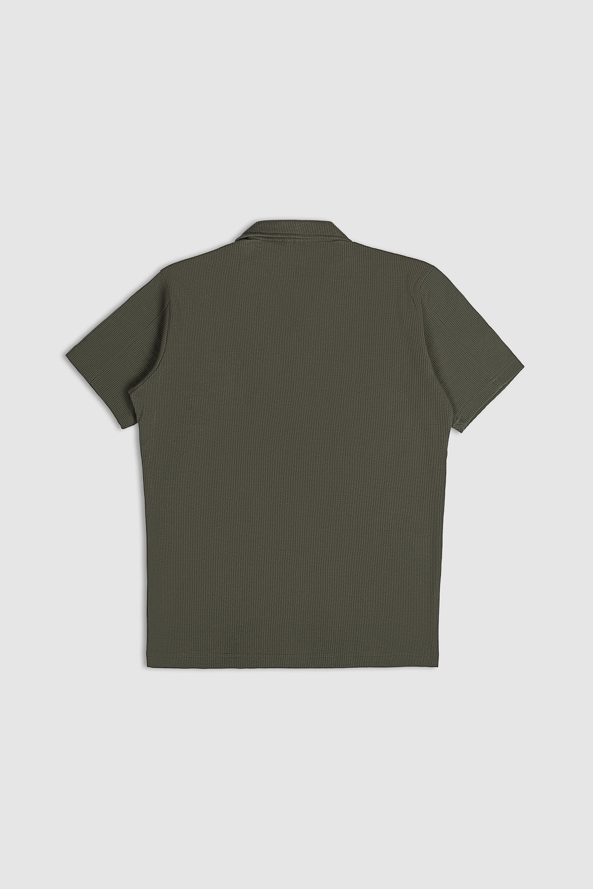 Olive Waffle Textured Revere Button Down