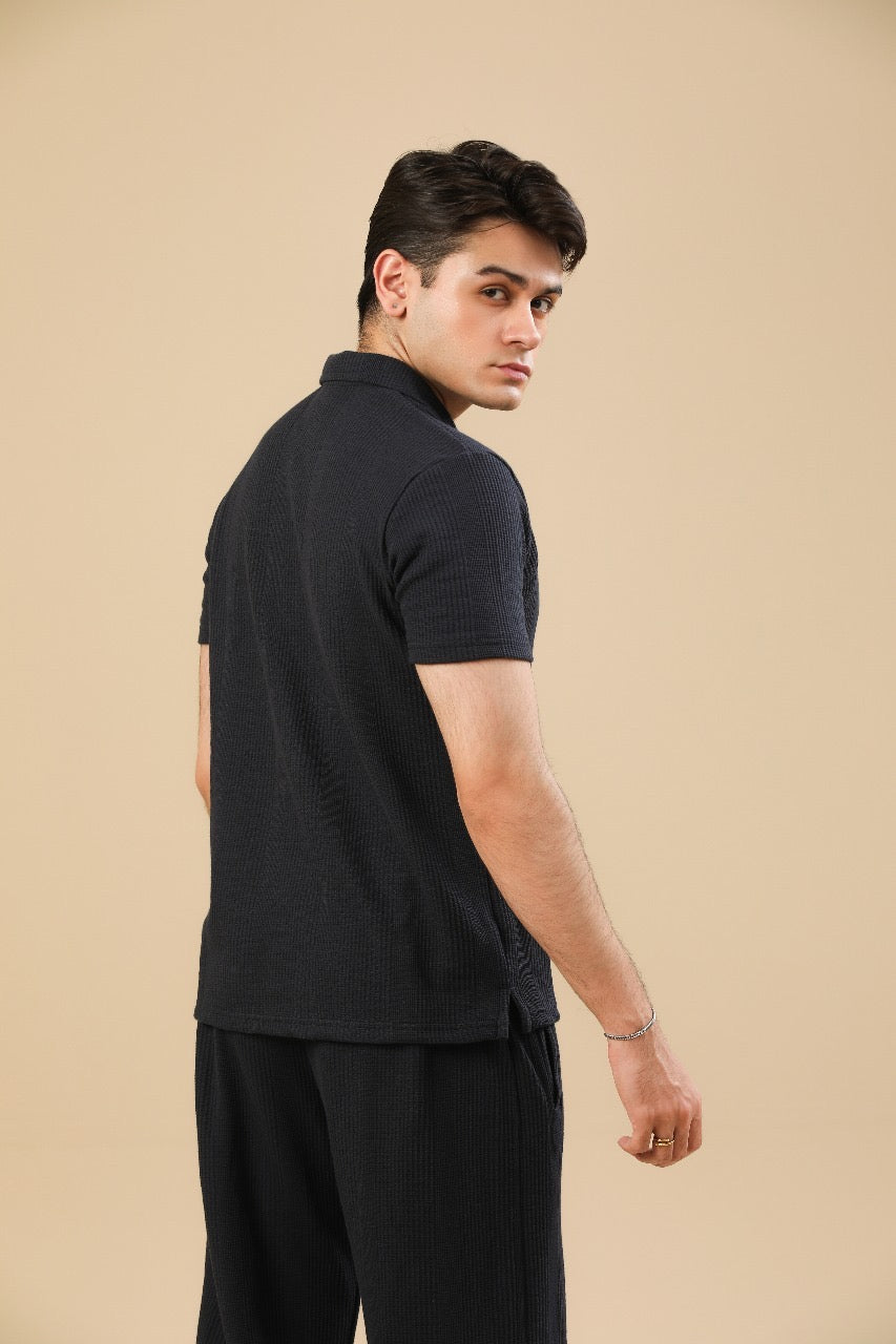 Navy Blue Drop Needle Coord Set - 2PC - Men