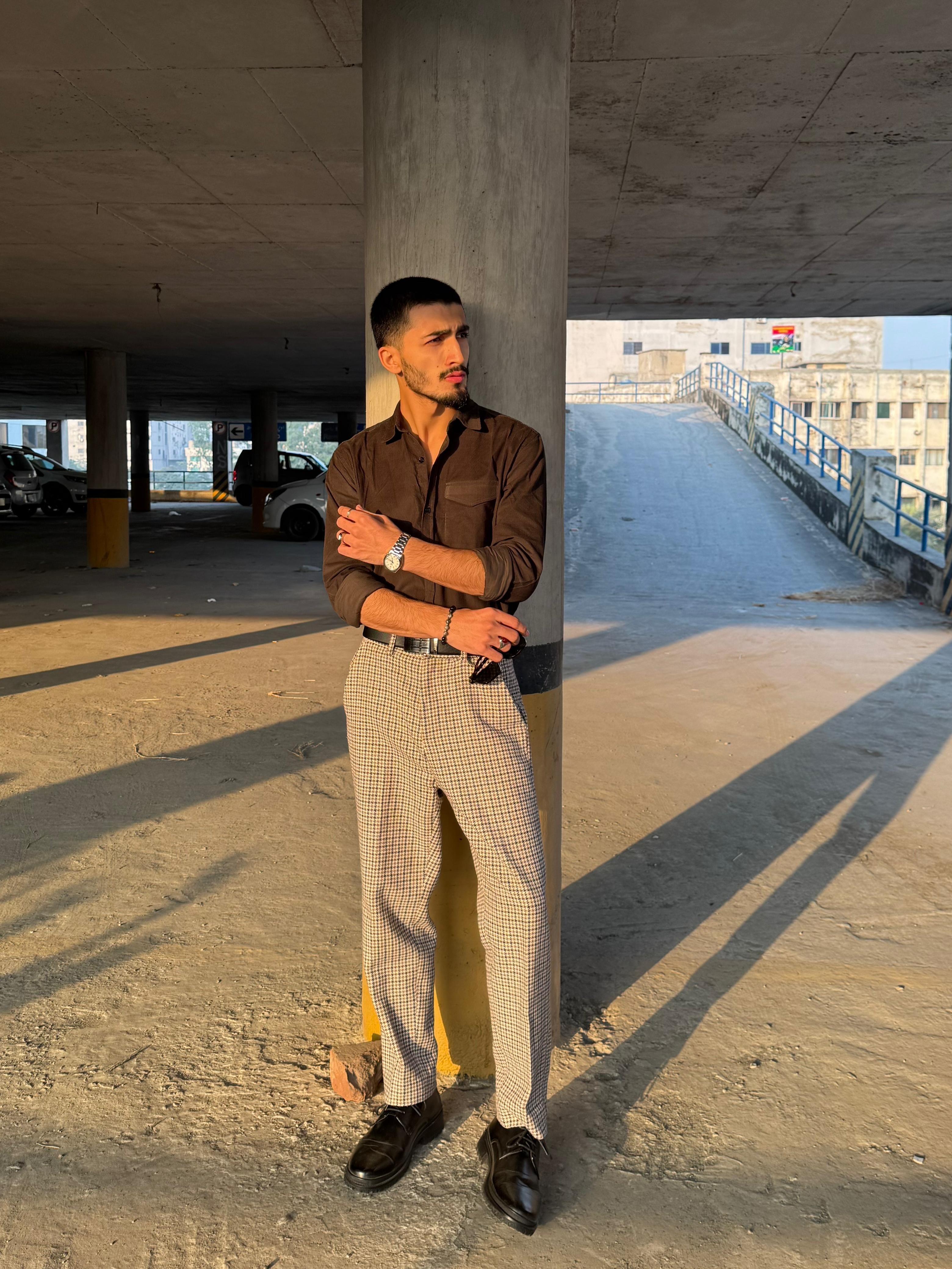 Grey Corduroy Casual Shirt - Men