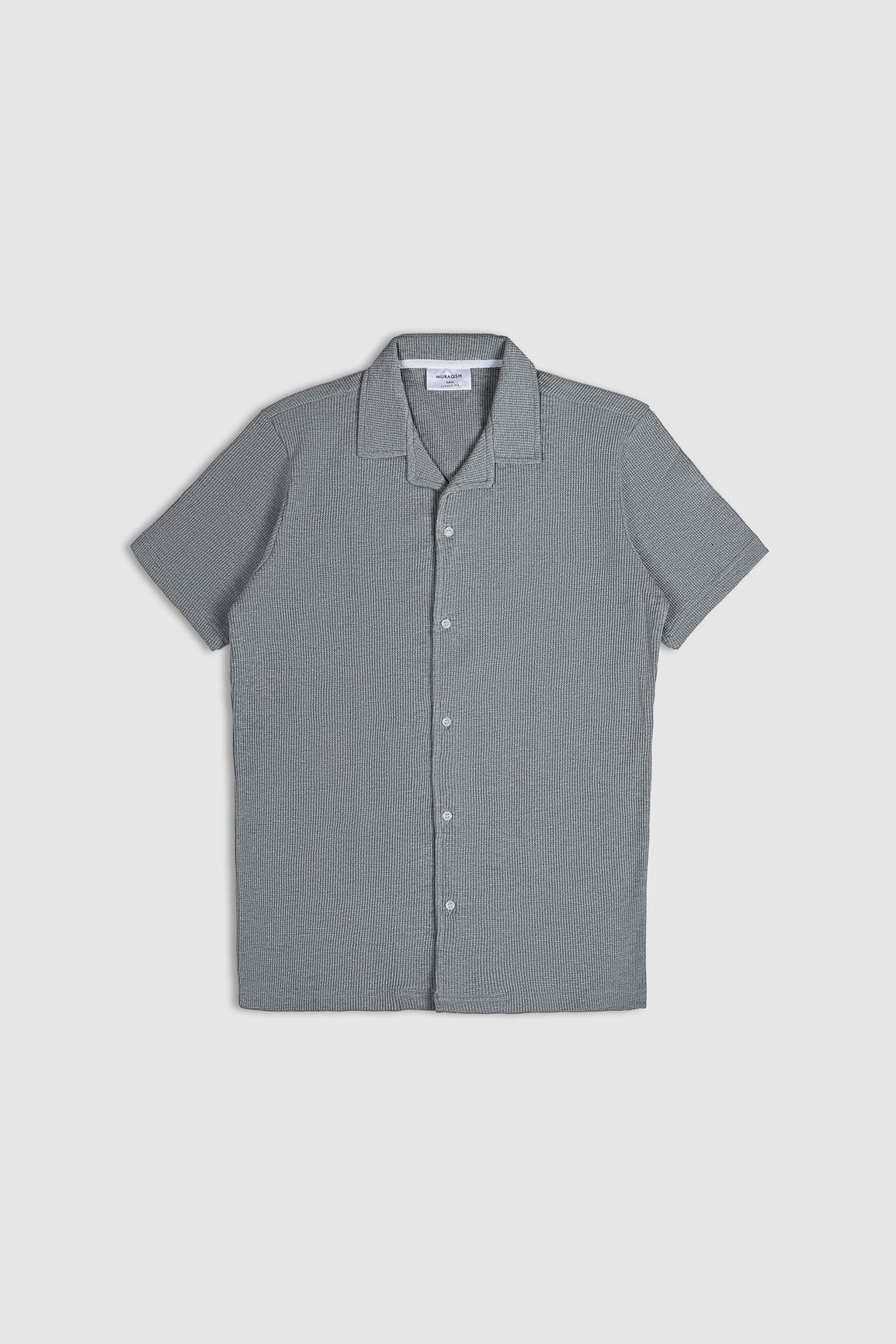 Light Grey Waffle Textured Revere Button Down