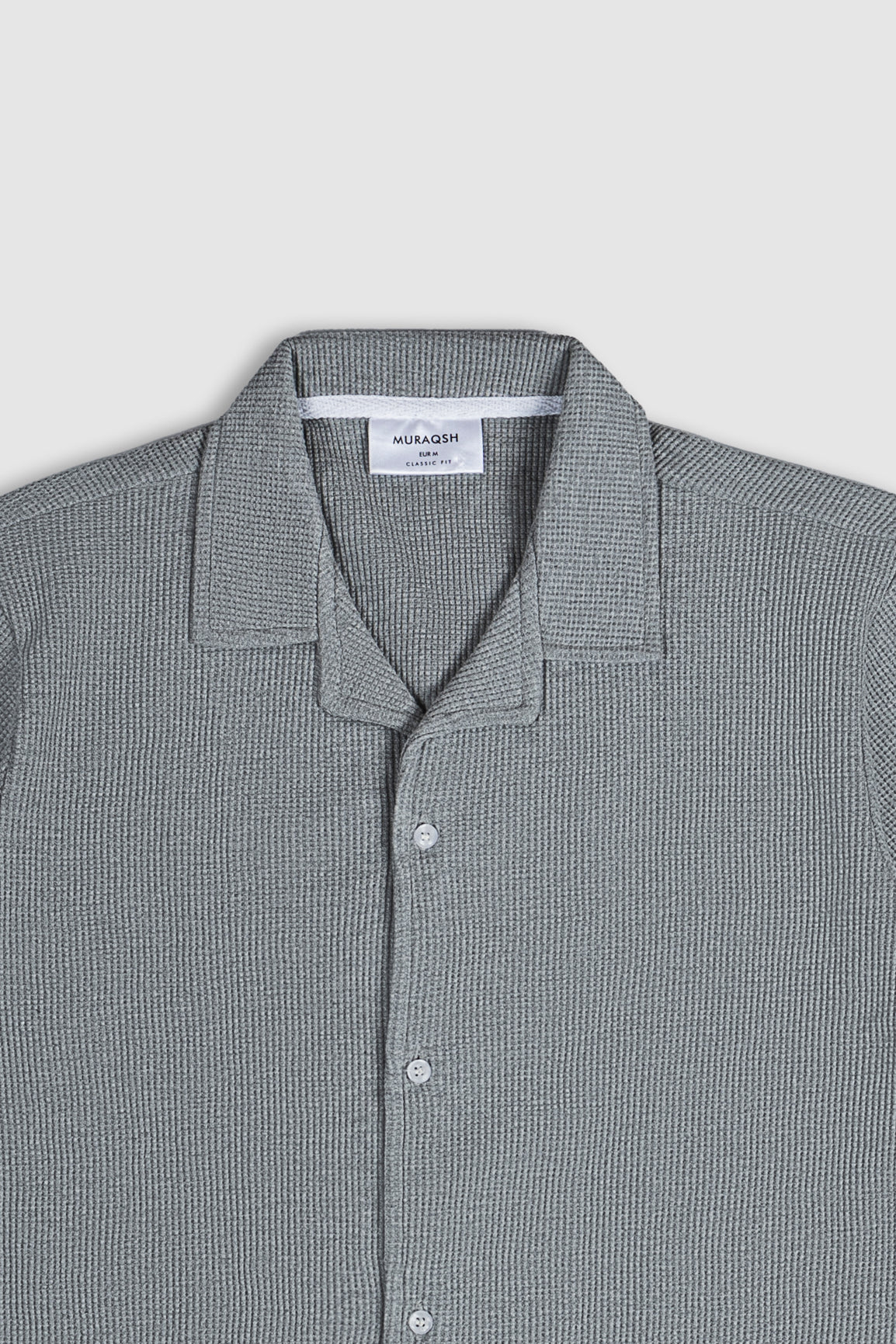 Light Grey Waffle Textured Revere Button Down