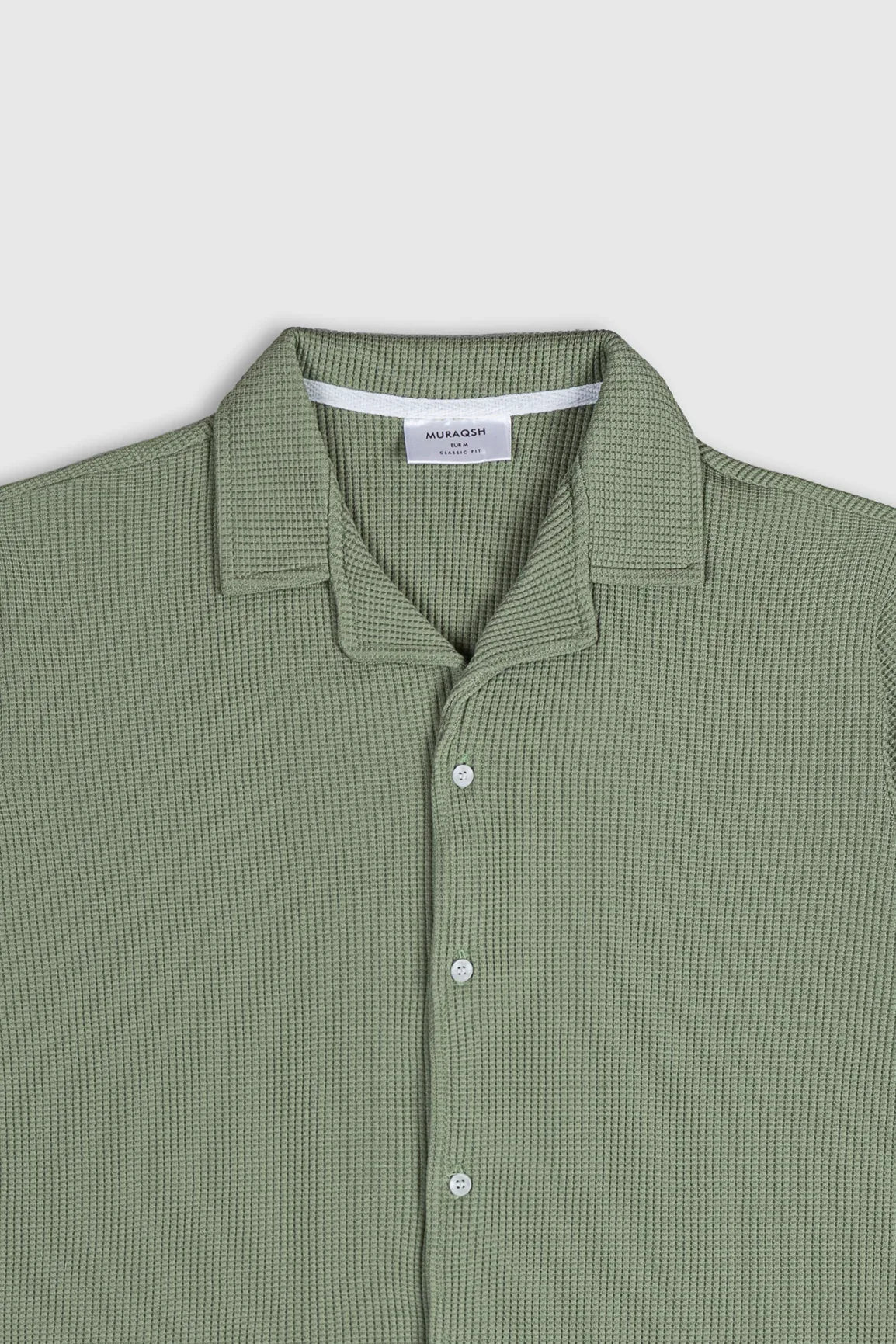 Mint Waffle Textured Revere Button Down - Muraqsh -- Men Western