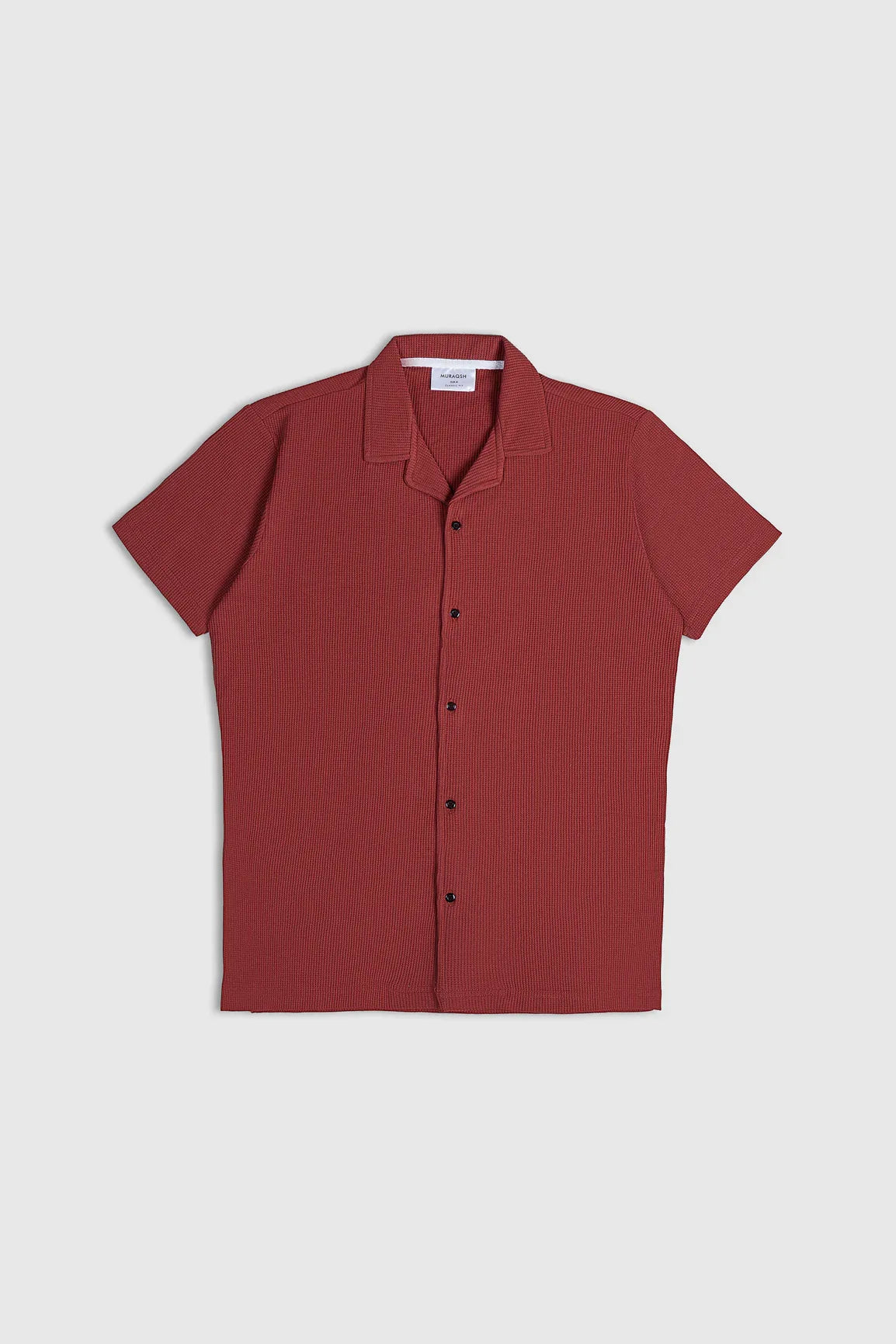 Rust Waffle Textured Revere Button Down - Muraqsh -- Men Western