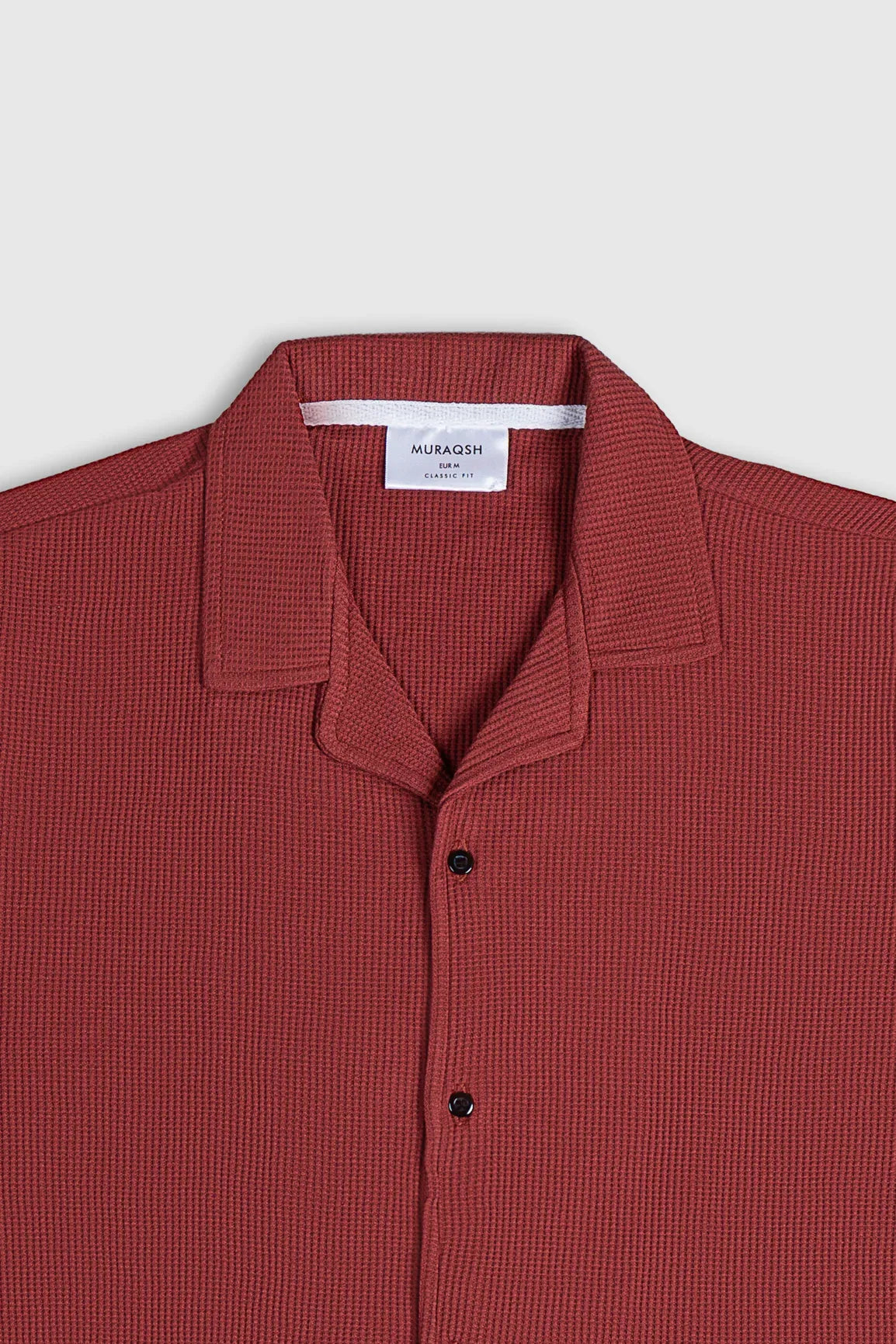 Rust Waffle Textured Revere Button Down - Muraqsh -- Men Western