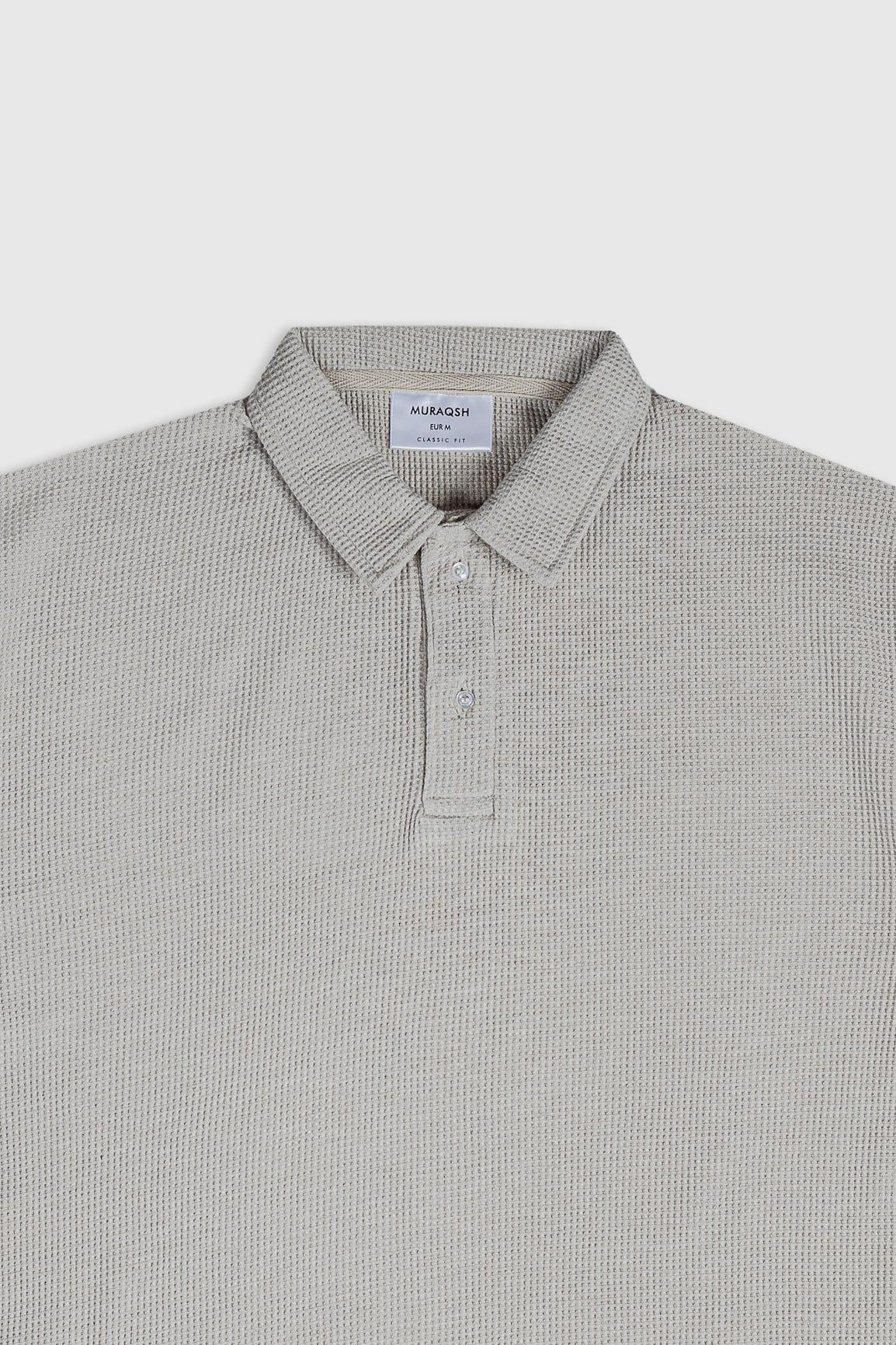 Beige White Oversized Waffle Polo - Men