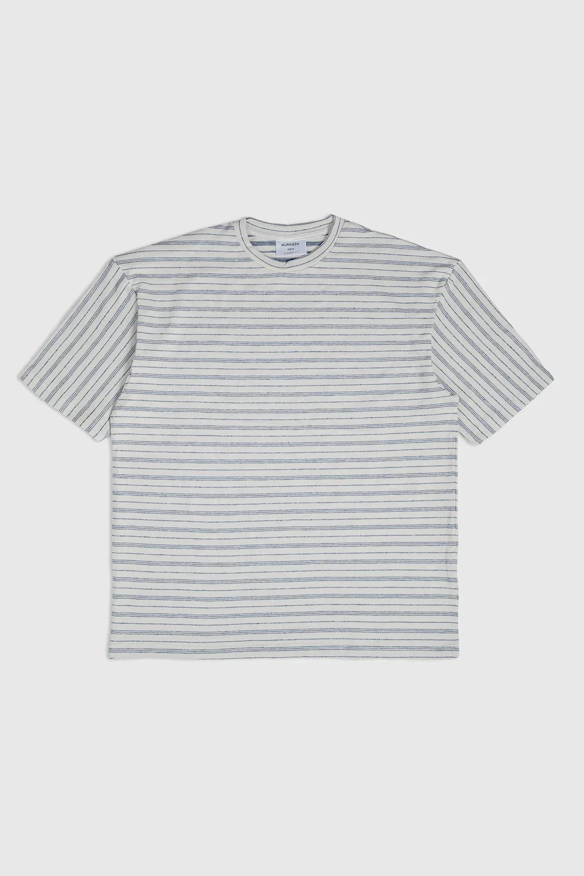 Beige White Striper Oversized Tee - Men - Muraqsh -- Men Western