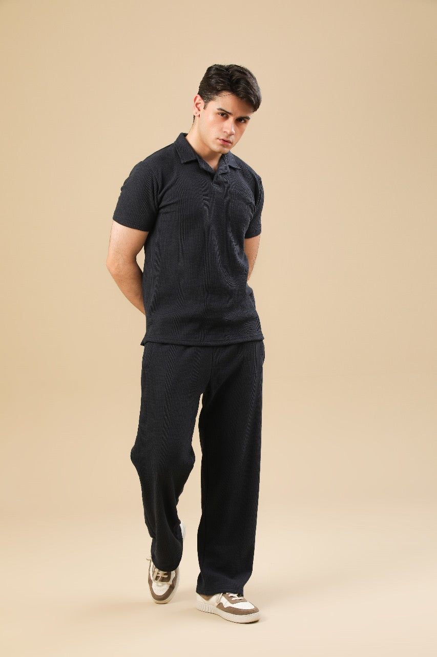 Navy Blue Drop Needle Coord Set - 2PC - Men