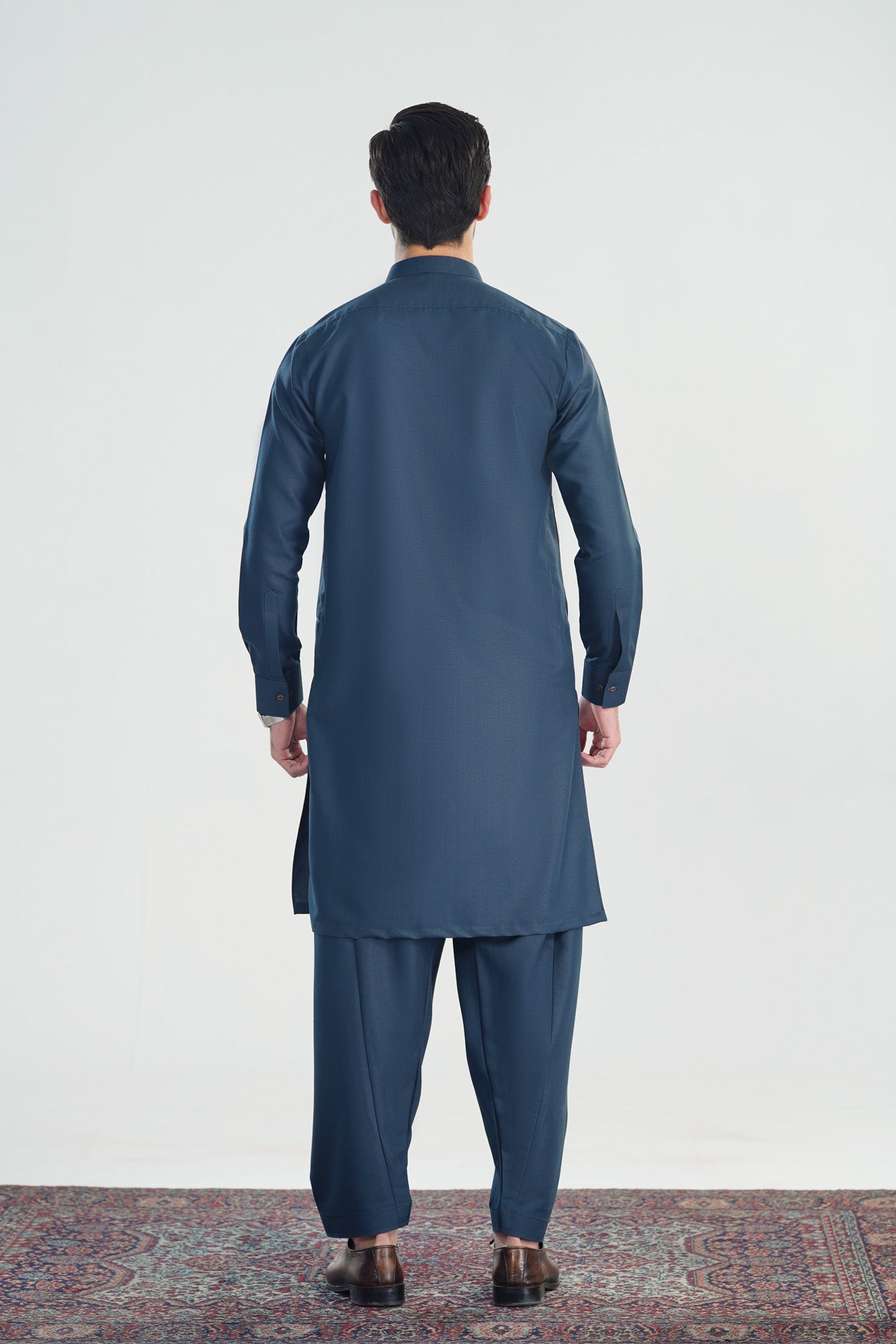 Midnight Blue Blended Kameez Shalwar - Men