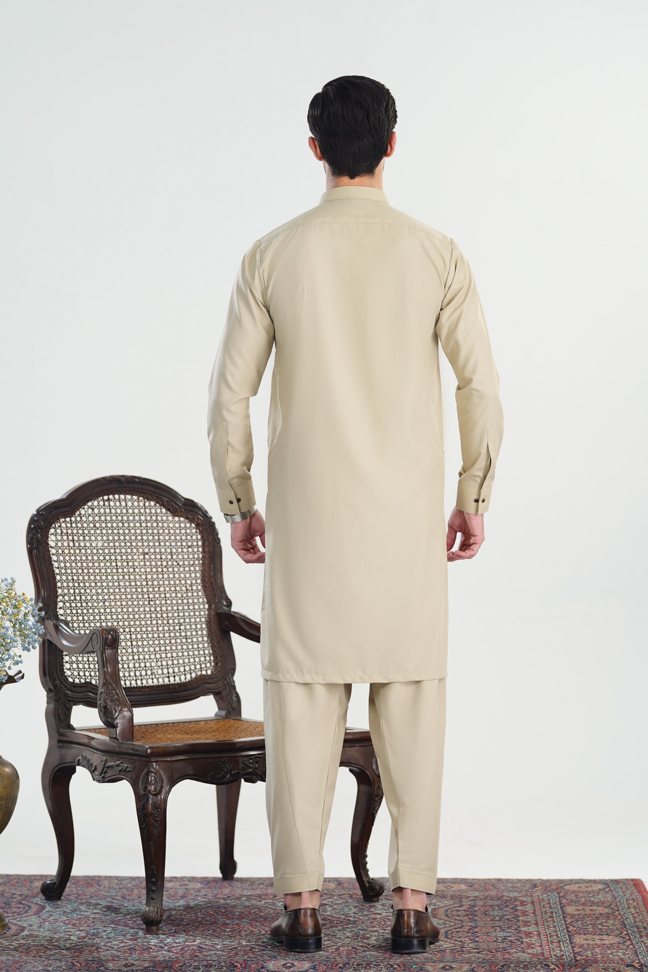 Bisque Blended Suiting Kameez Shalwar - Men