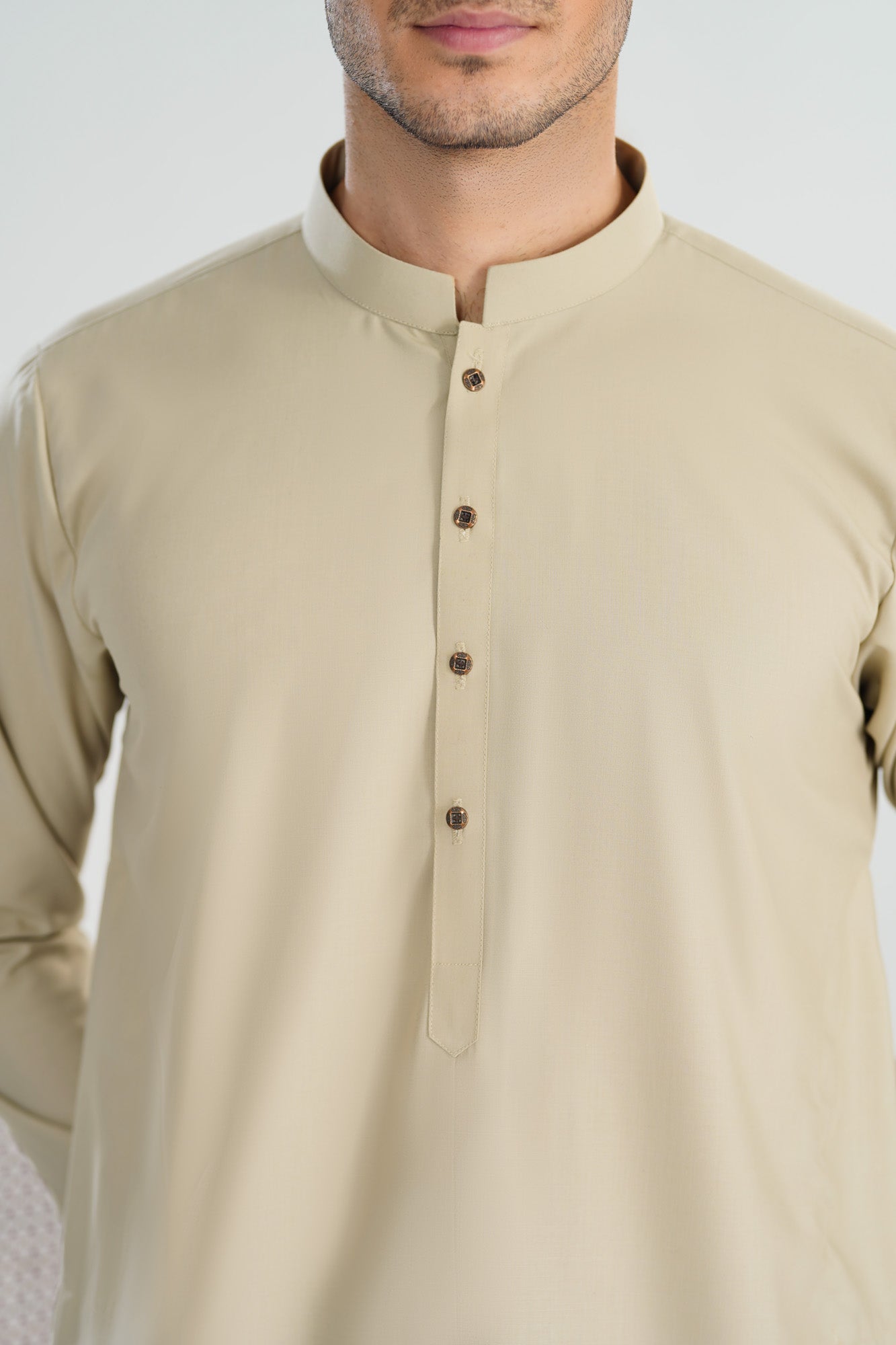 Bisque Blended Suiting Kameez Shalwar - Men