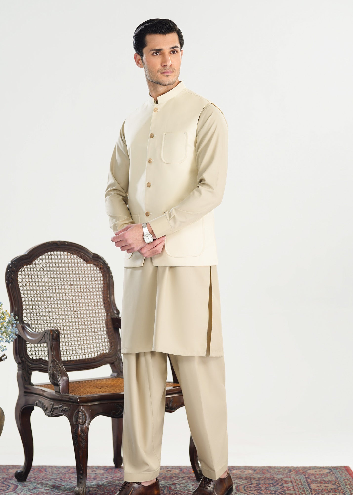 Creamy White Suiting Waistcoat - Straigth Cut - Men