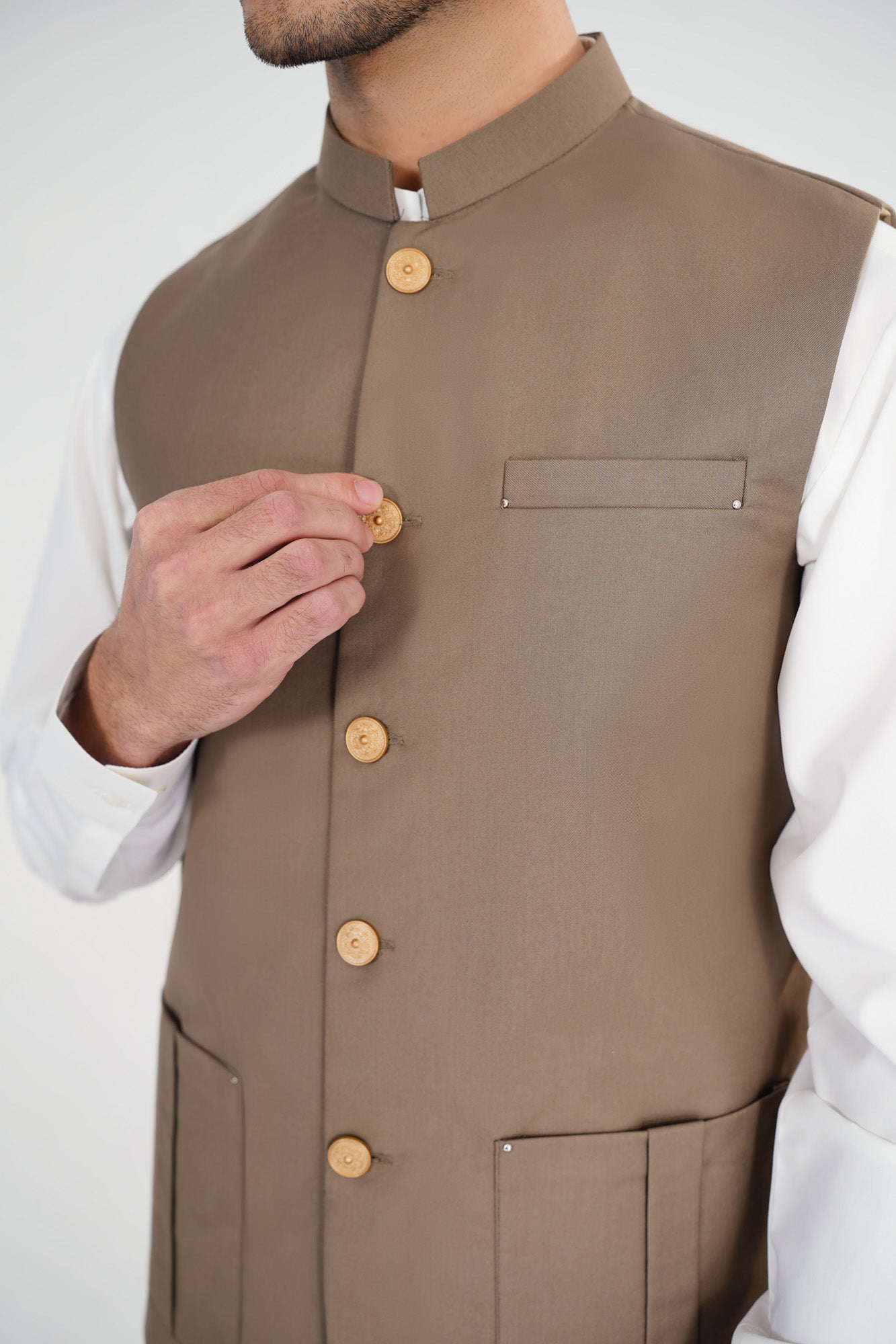 Sand Beige Suiting Waistcoat - Straigth Cut - Men