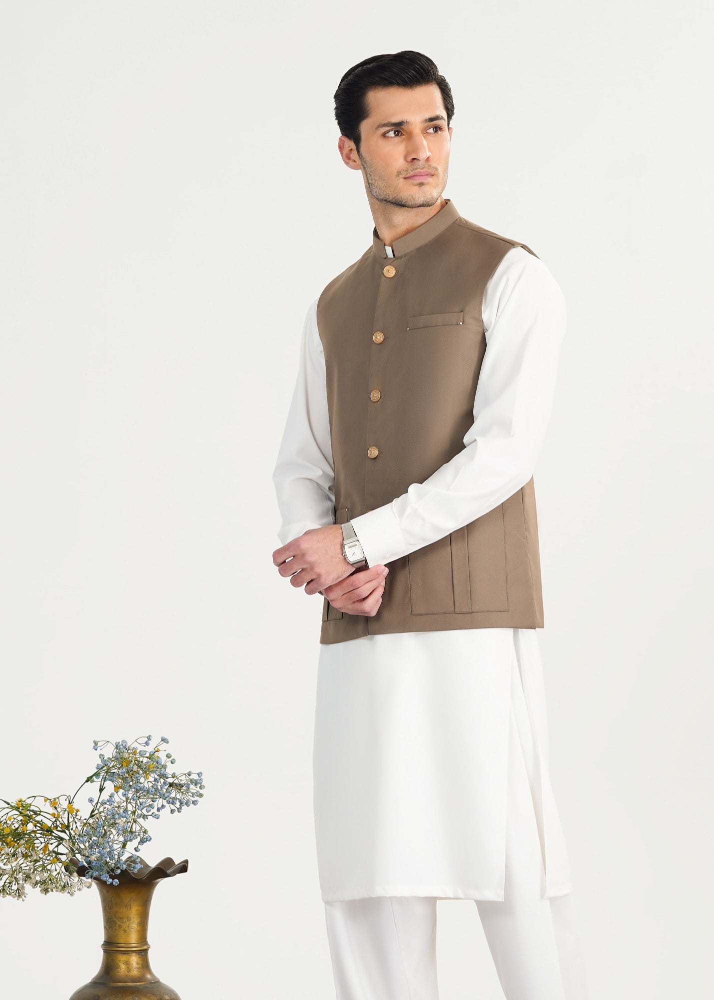 Sand Beige Suiting Waistcoat - Straigth Cut - Men