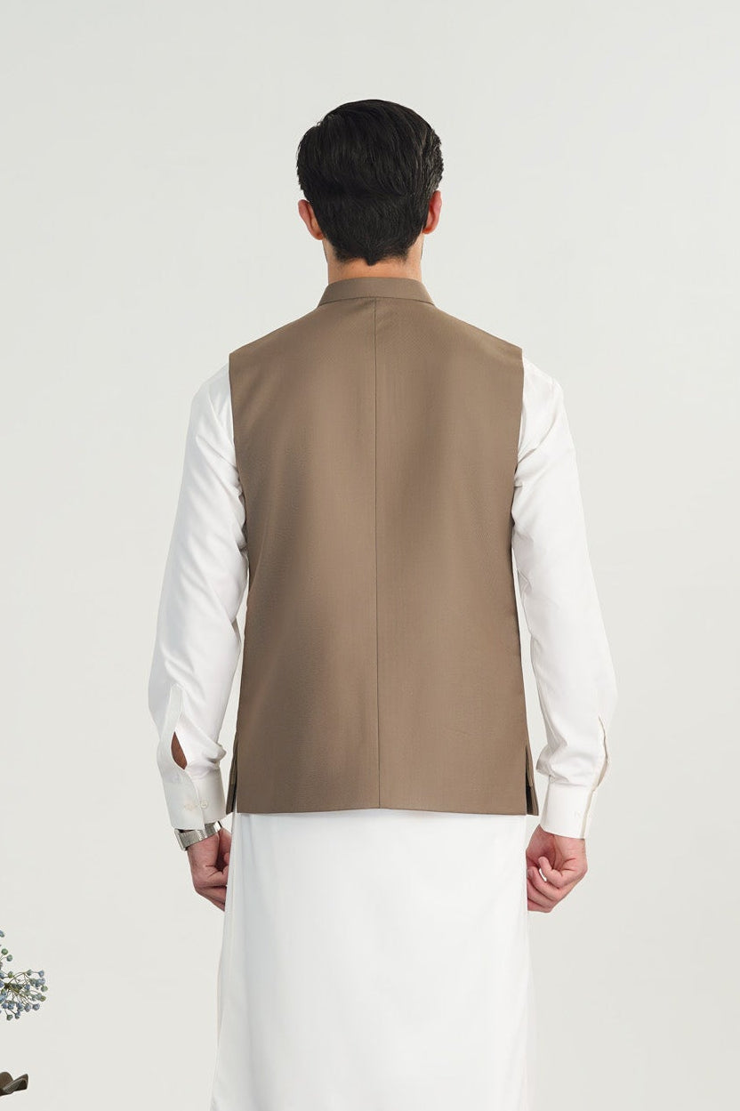 Sand Beige Suiting Waistcoat - Straigth Cut - Men