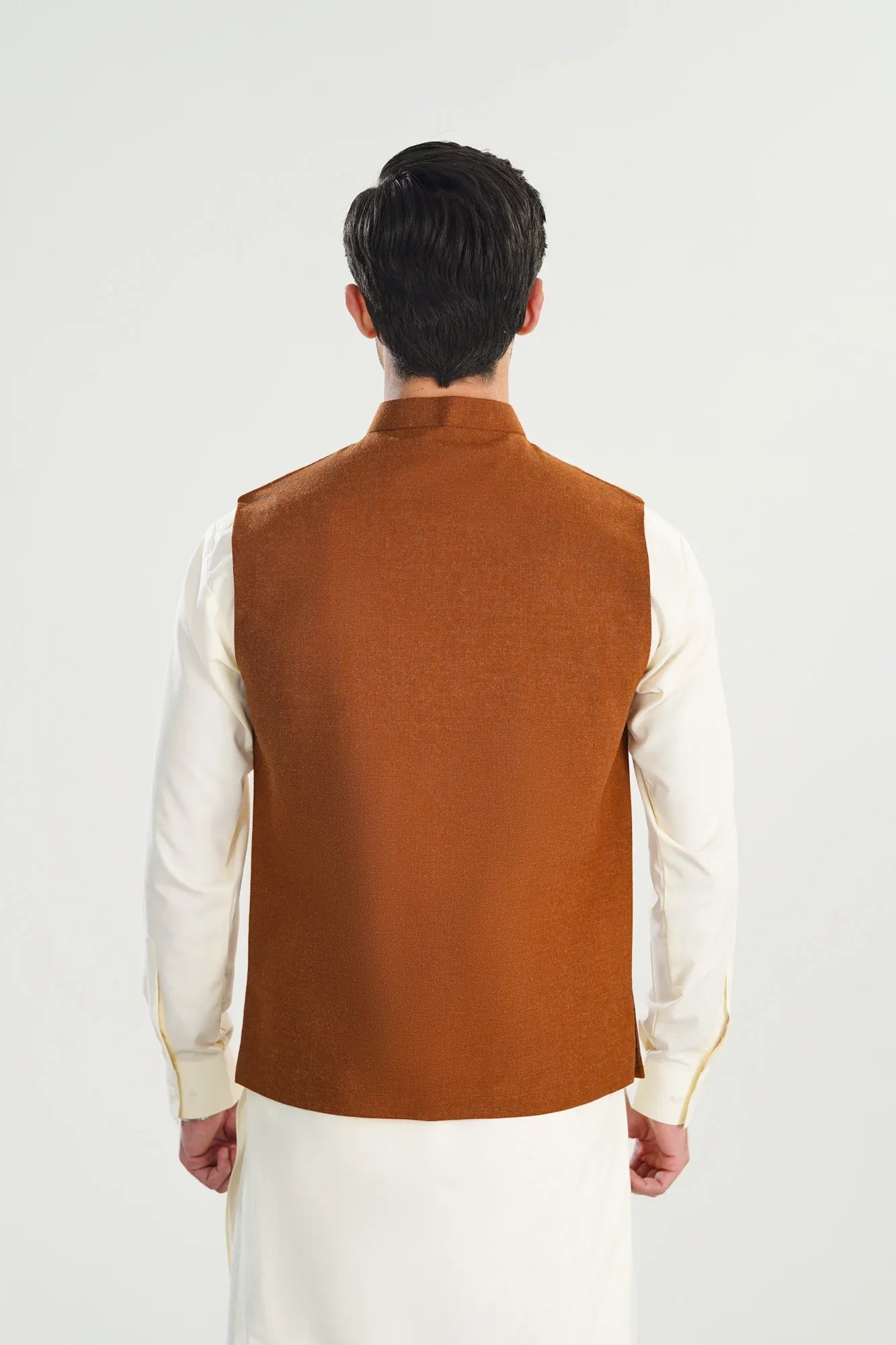 Caramel Wool Waistcoat - Straigth Cut - Men - Muraqsh -- Menswear