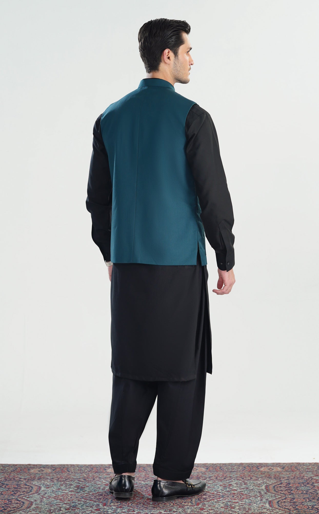 Teal Blue Suiting Waistcoat - Straigth Cut - Men