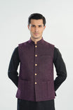 Dark Purple Wool Waistcoat - Straigth Cut - Men - Muraqsh -- Menswear