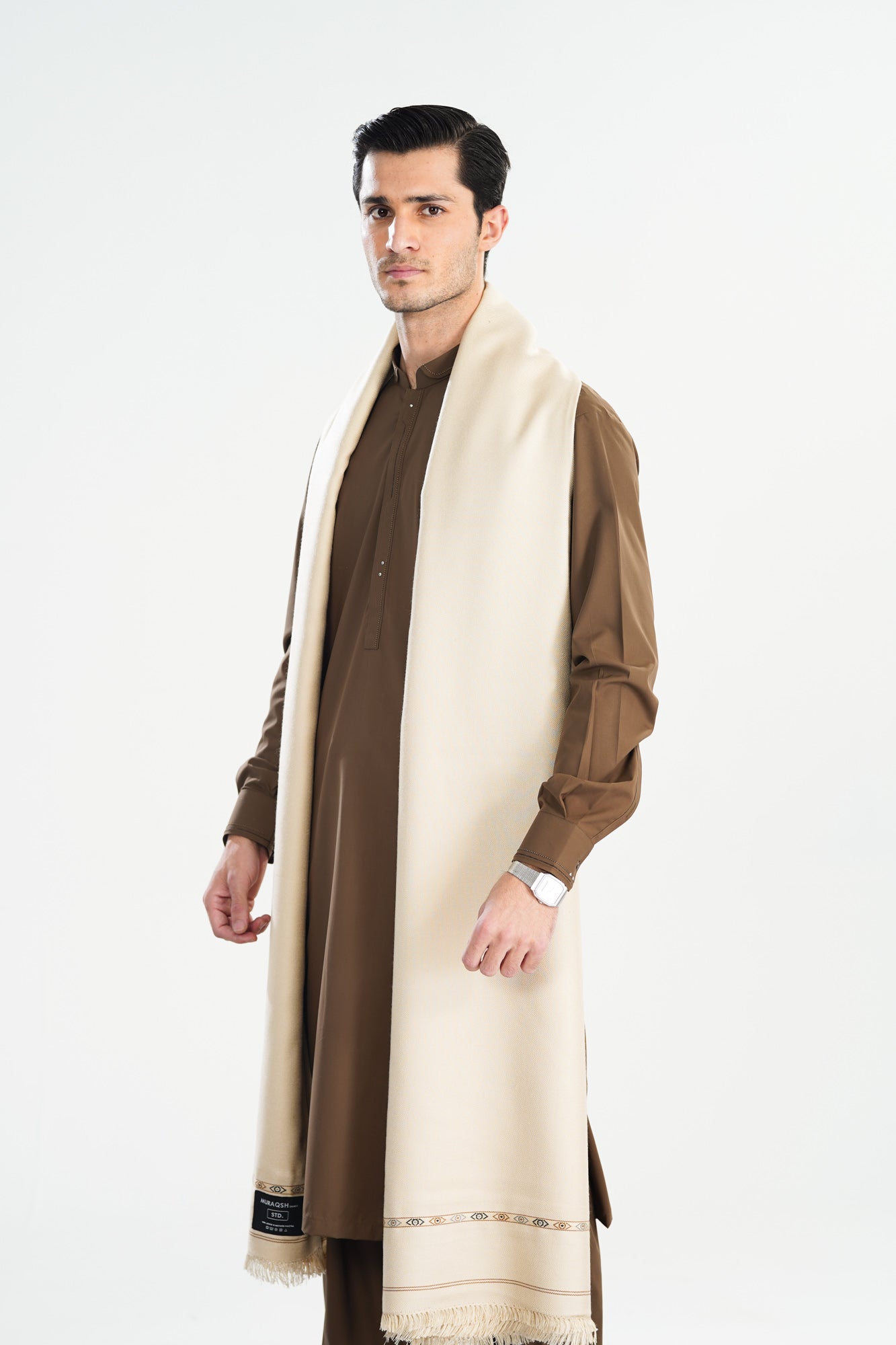 Beige Kashmiri Wool Shawl - Men