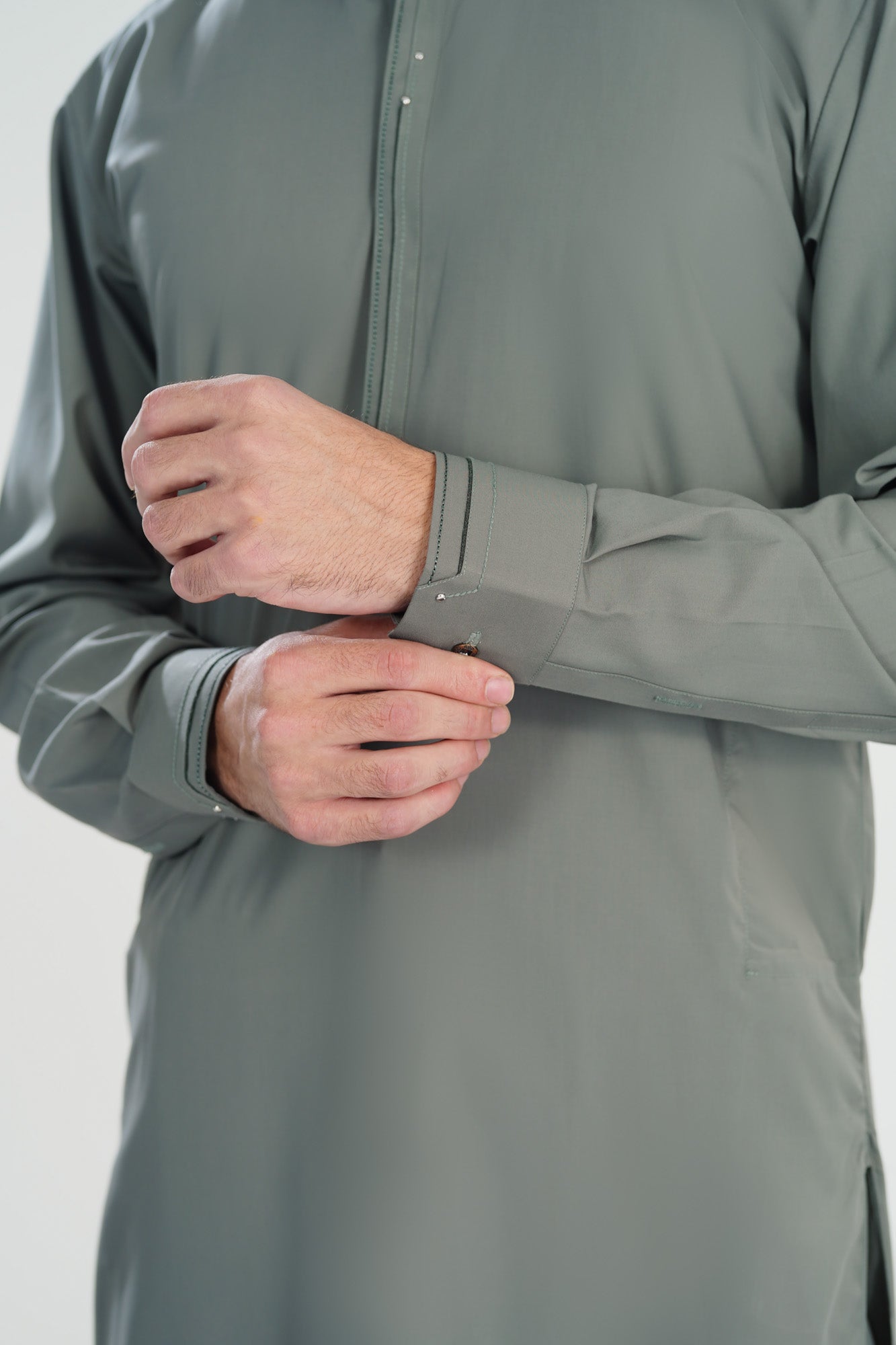 Sand Grey French Collar Kameez Shalwar - Men